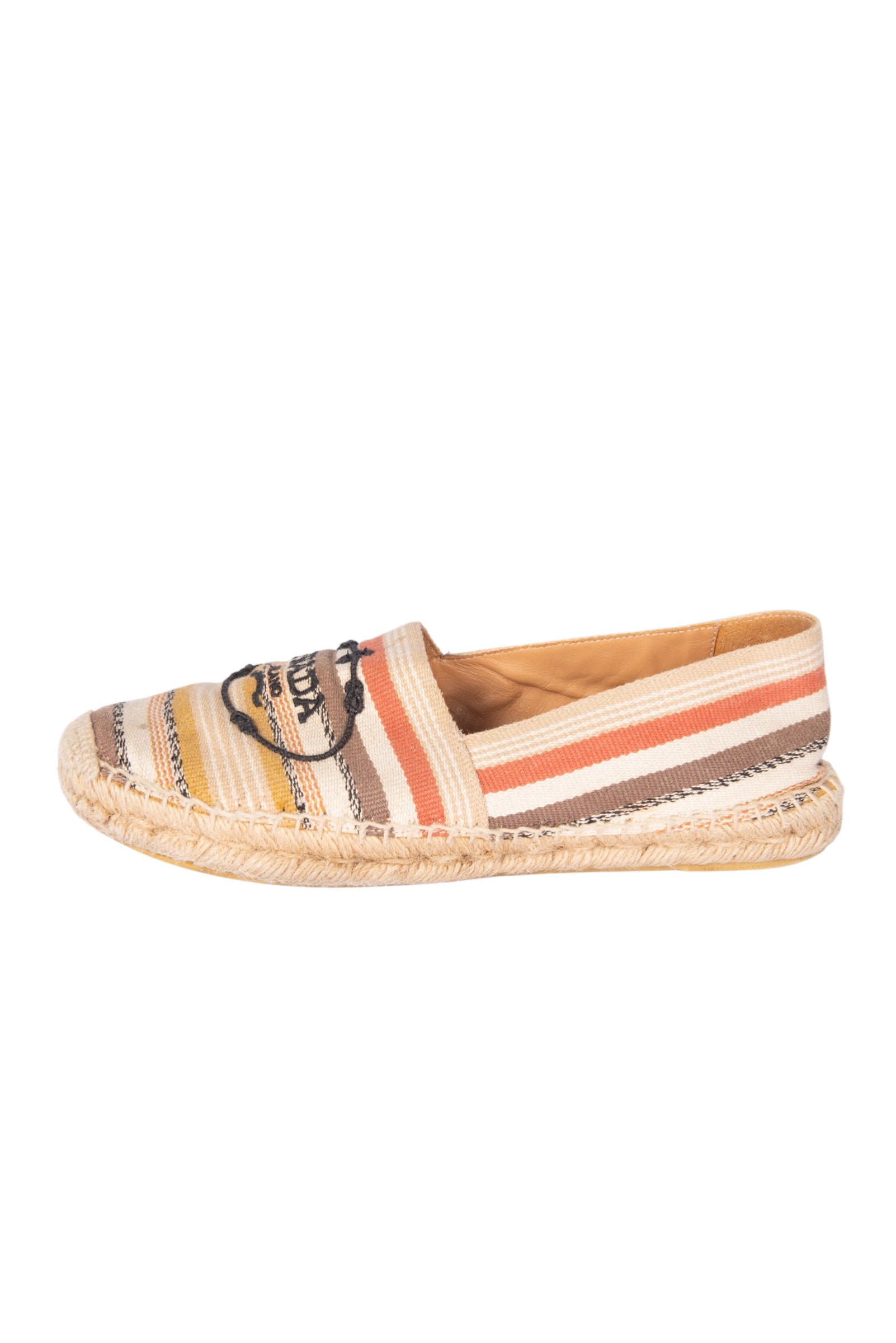 PRADA Multicolor Canvas Logo Espadrilles Size 38
