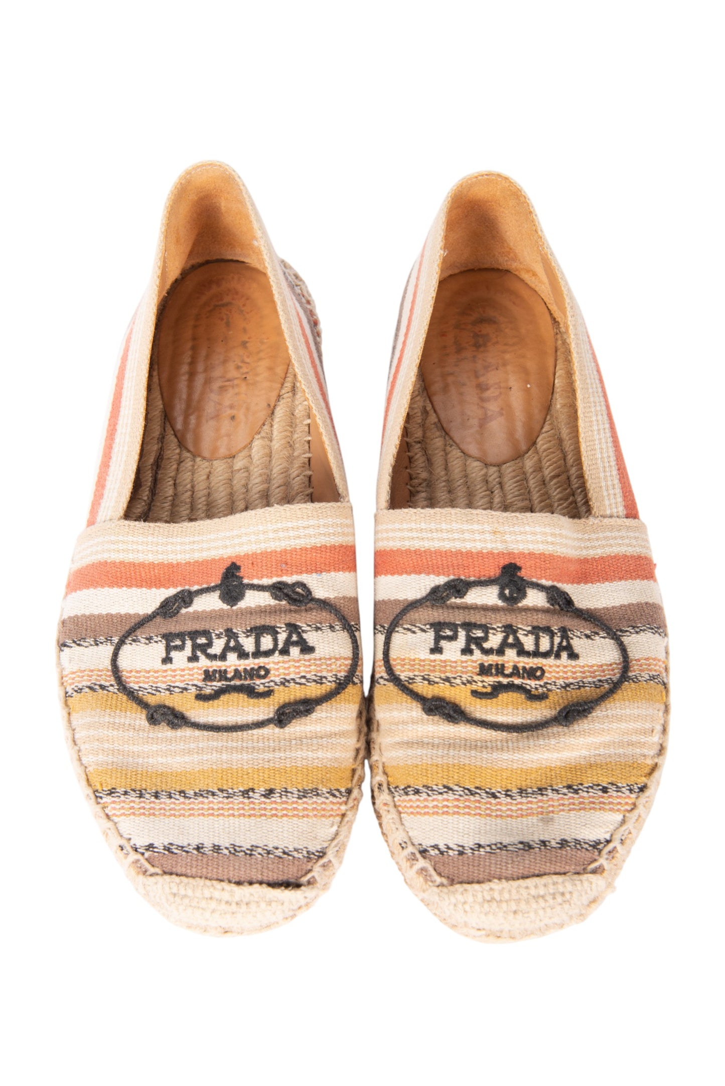 PRADA Multicolor Canvas Logo Espadrilles Size 38