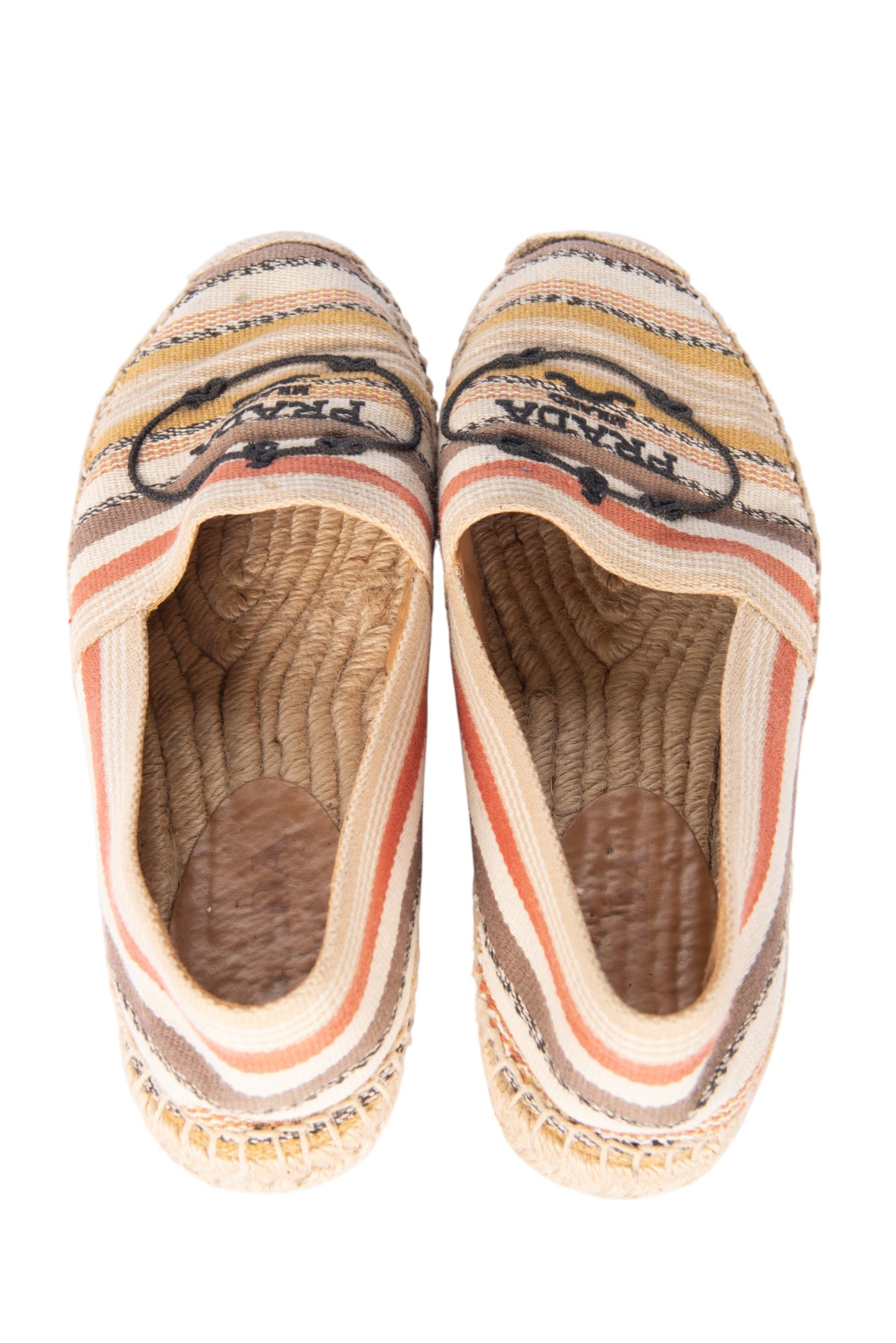 PRADA Multicolor Canvas Logo Espadrilles Size 38