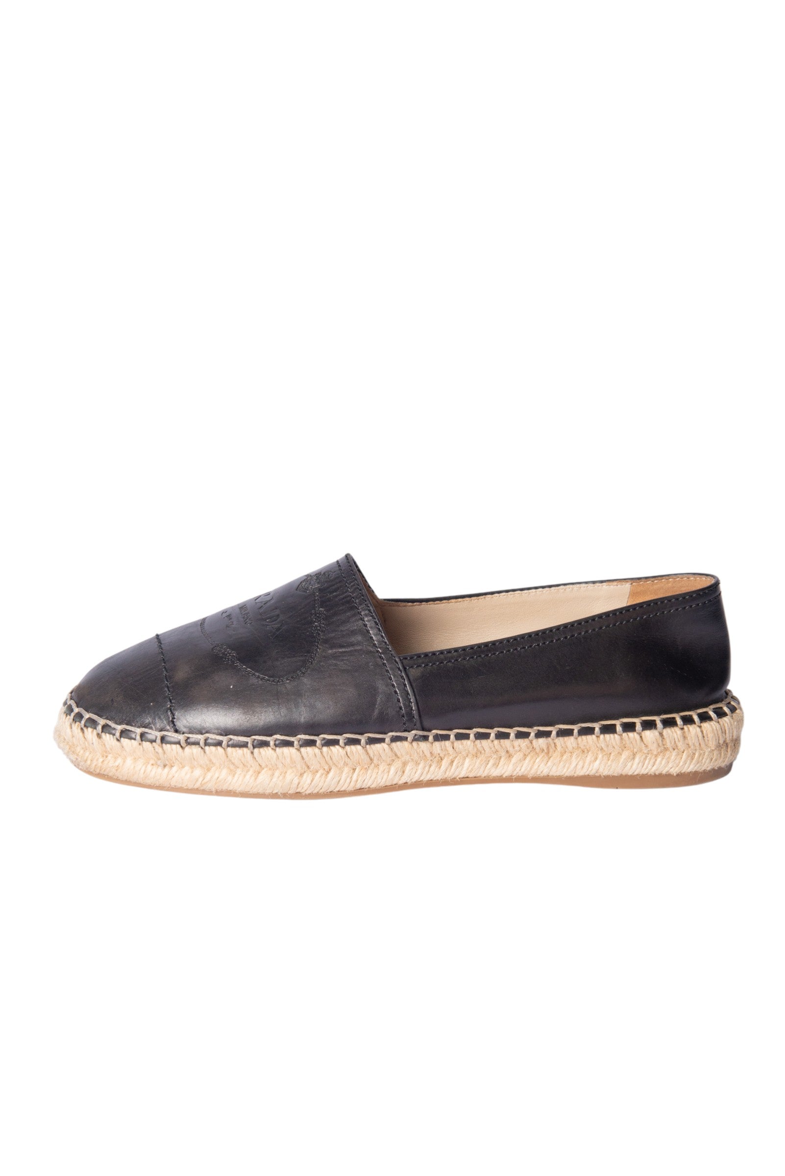 PRADA Black Leather Espadrilles Size 37