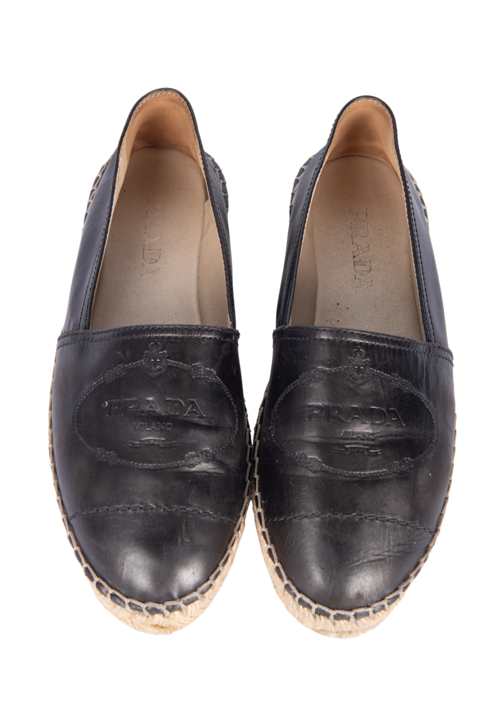 PRADA Black Leather Espadrilles Size 37