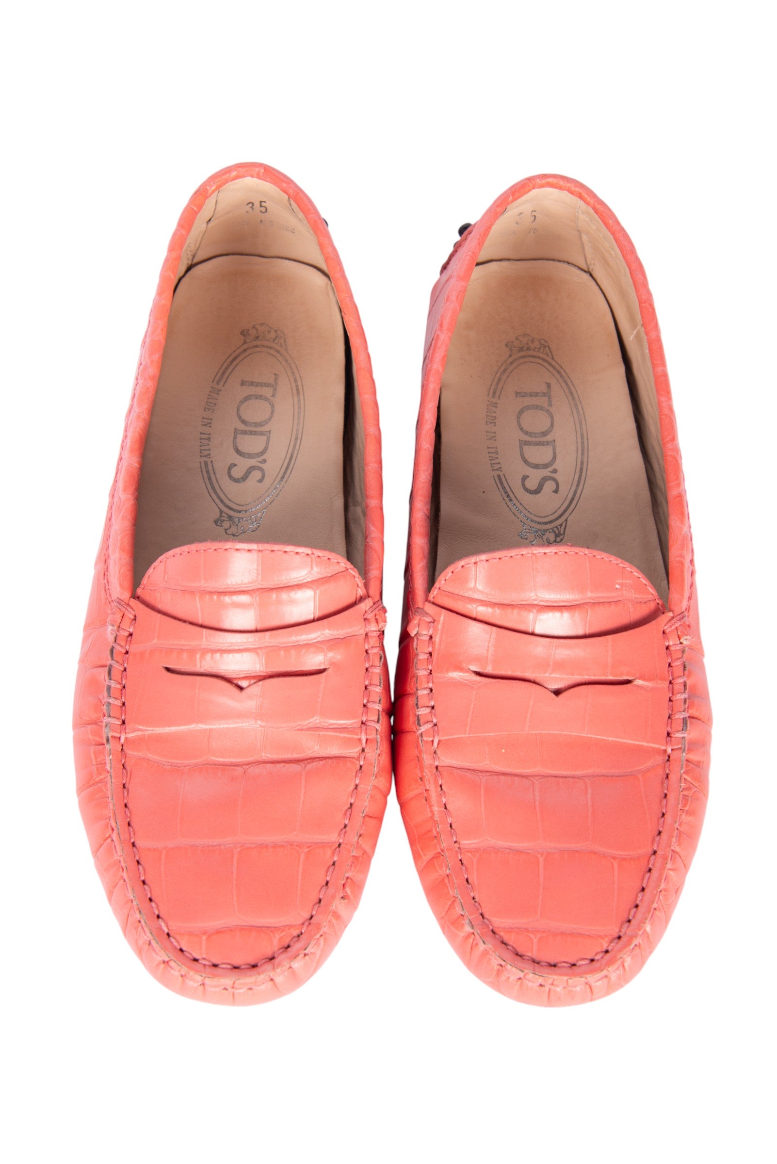 TOD'S Pink Leather Loafers Size 35