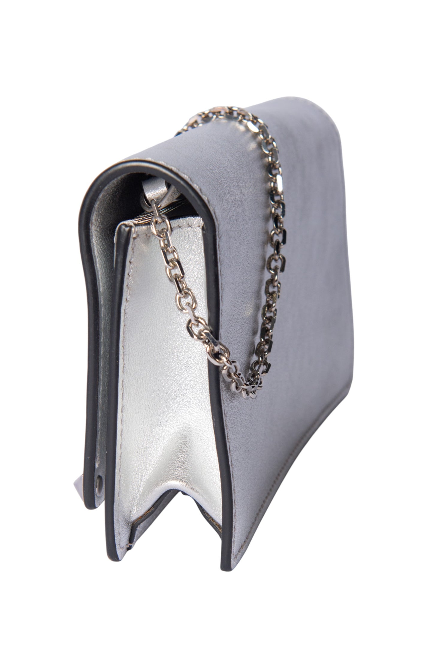 VALENTINO Silver Leather Rockstud Crossbody Bag