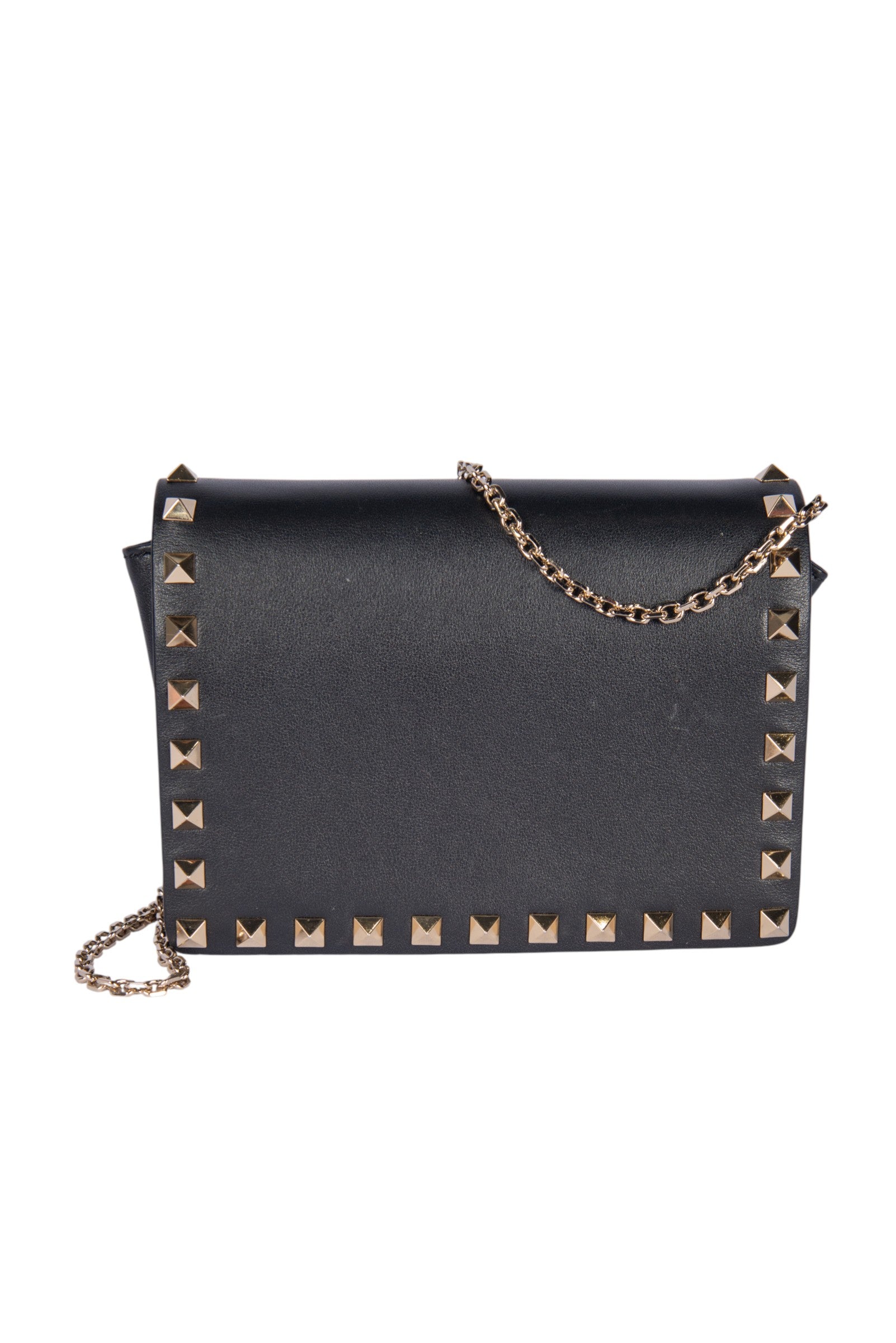 VALENTINO Black Leather Rockstud Crossbody Bag