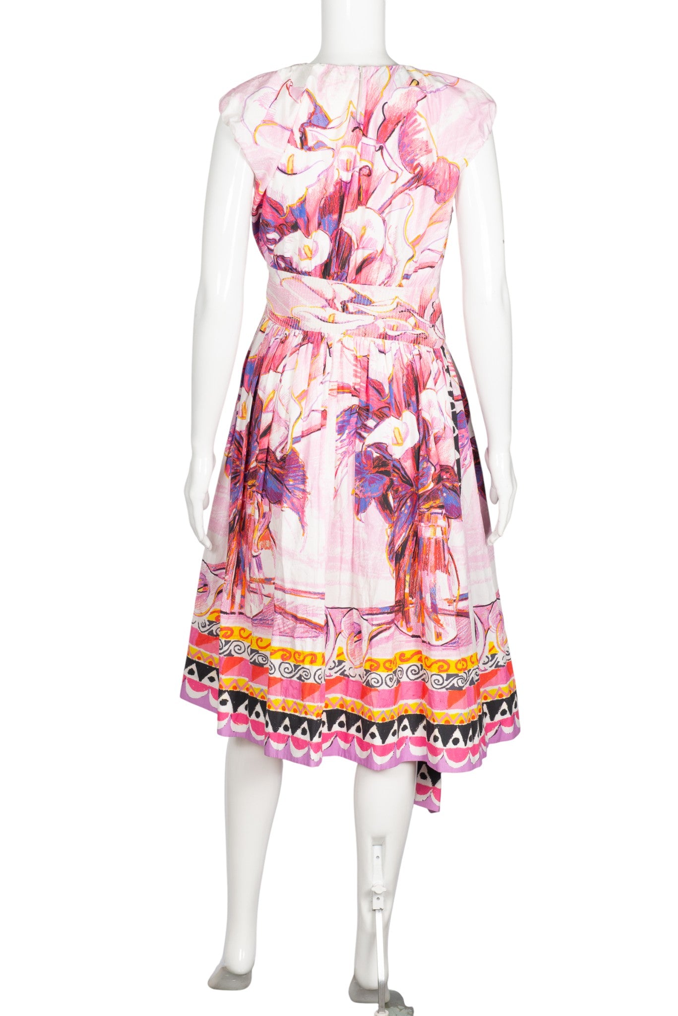 PRADA Pink Floral Printed Sleeveless Dress Size M