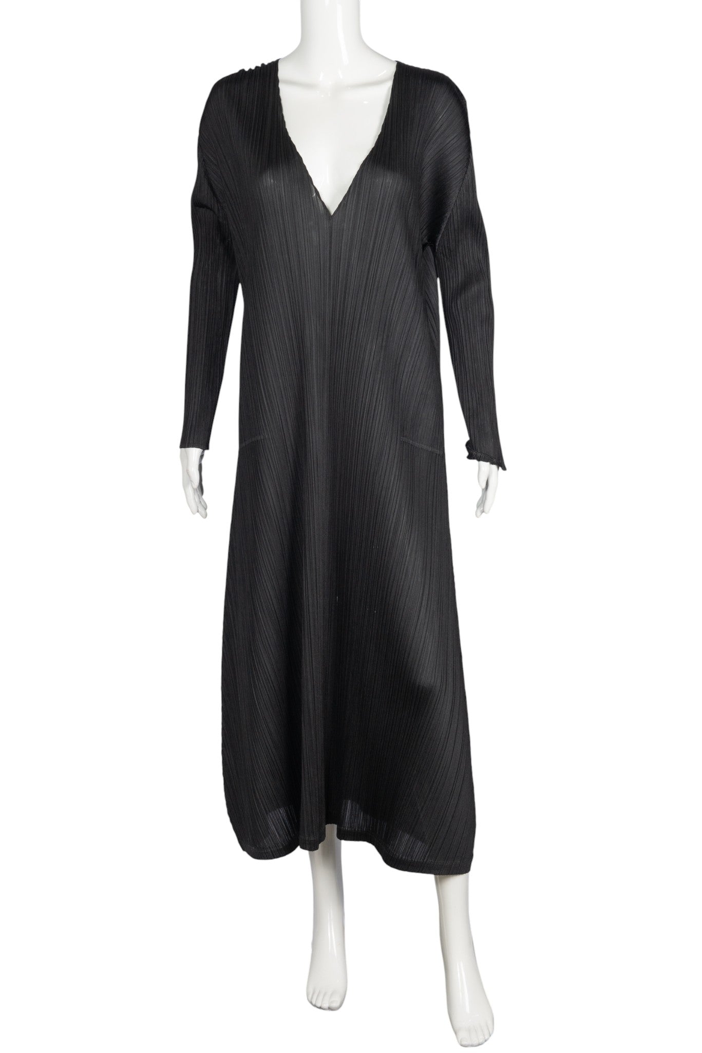 PLEATS PLEASE ISSEY MIYAKE Black Pleated Midi Dress Size XL