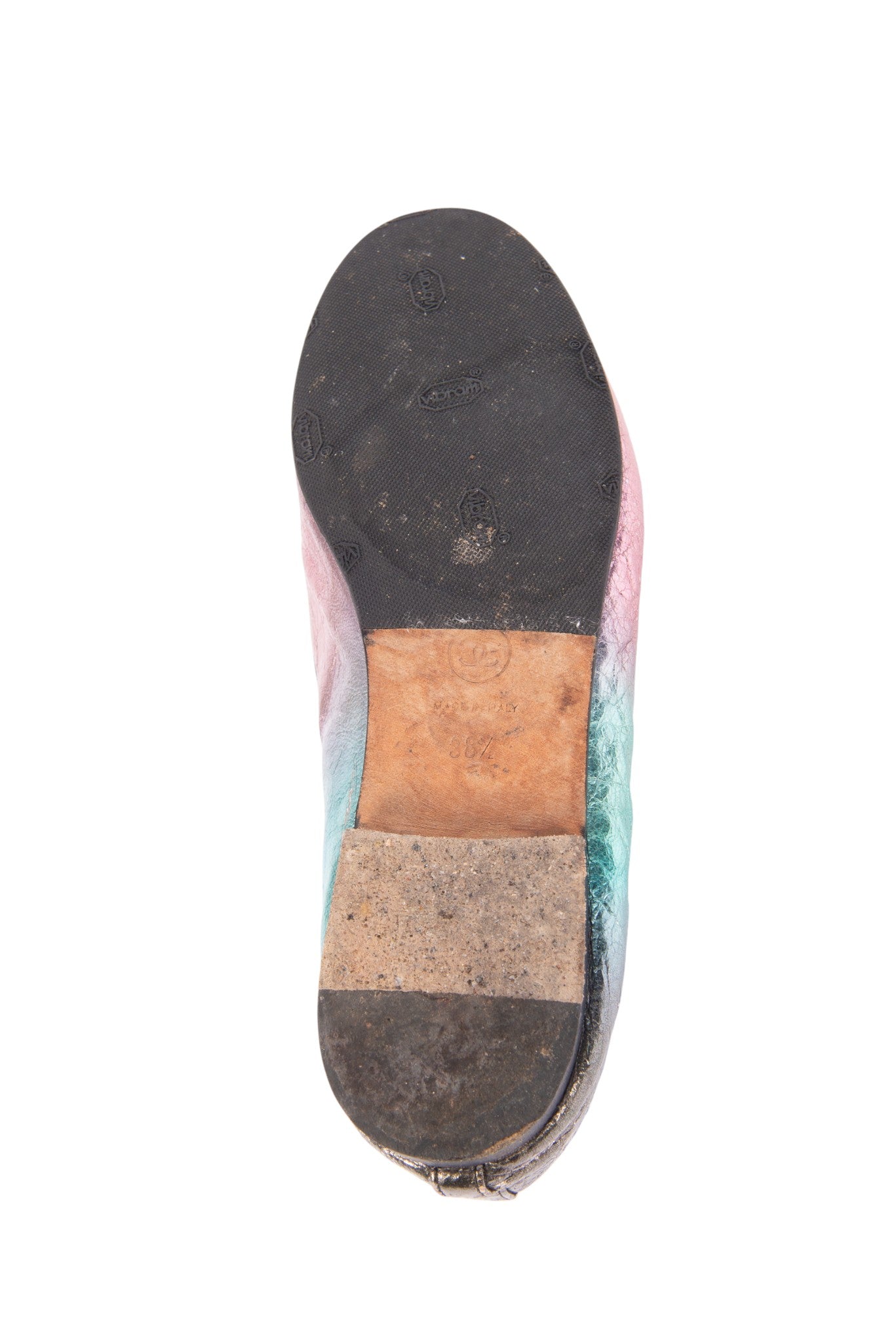CHANEL Pink Metallic Ombre Leather Ballet Flats Size 38.5