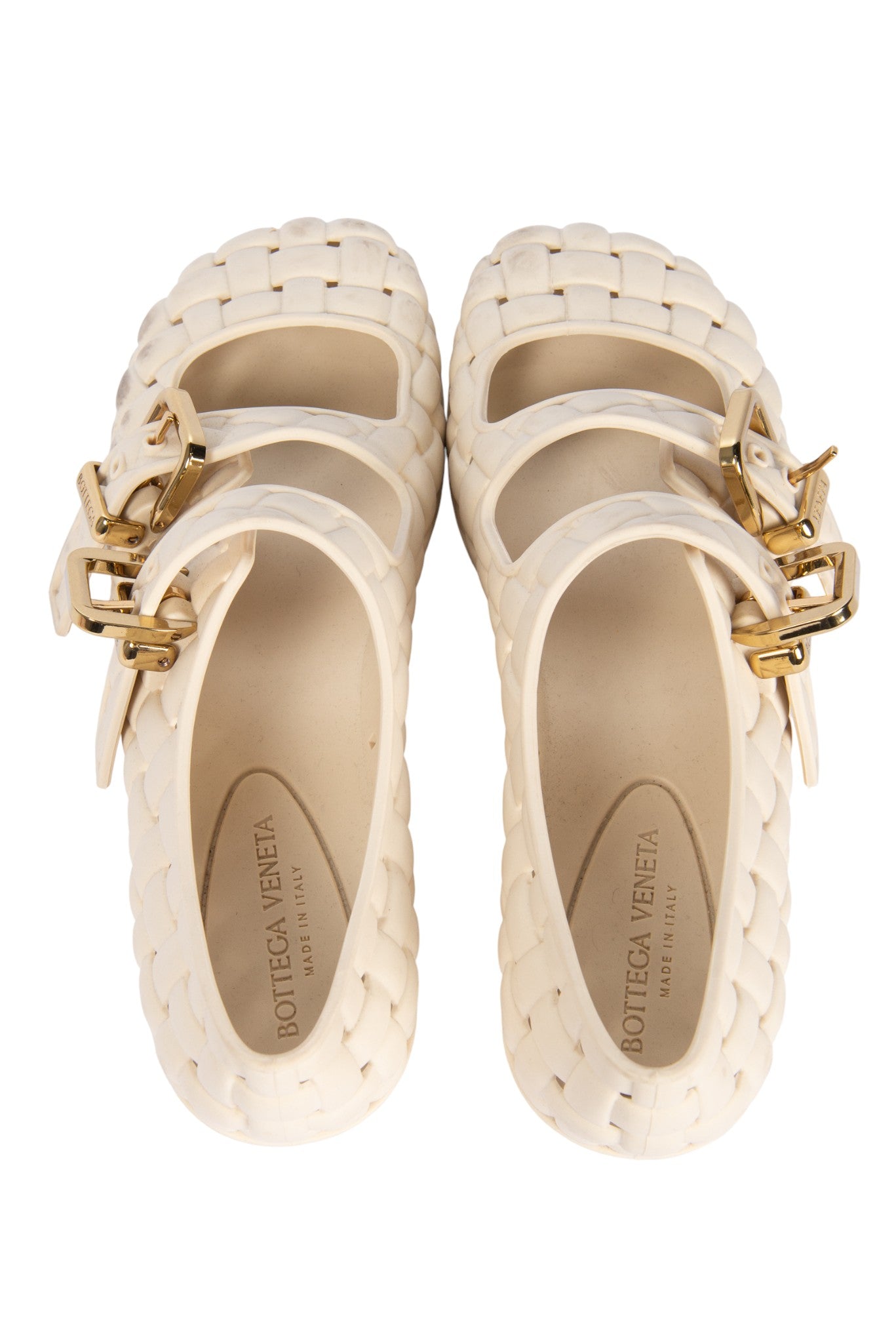 BOTTEGA VENETA Off White Rubber Mary Jane Flats Size 37