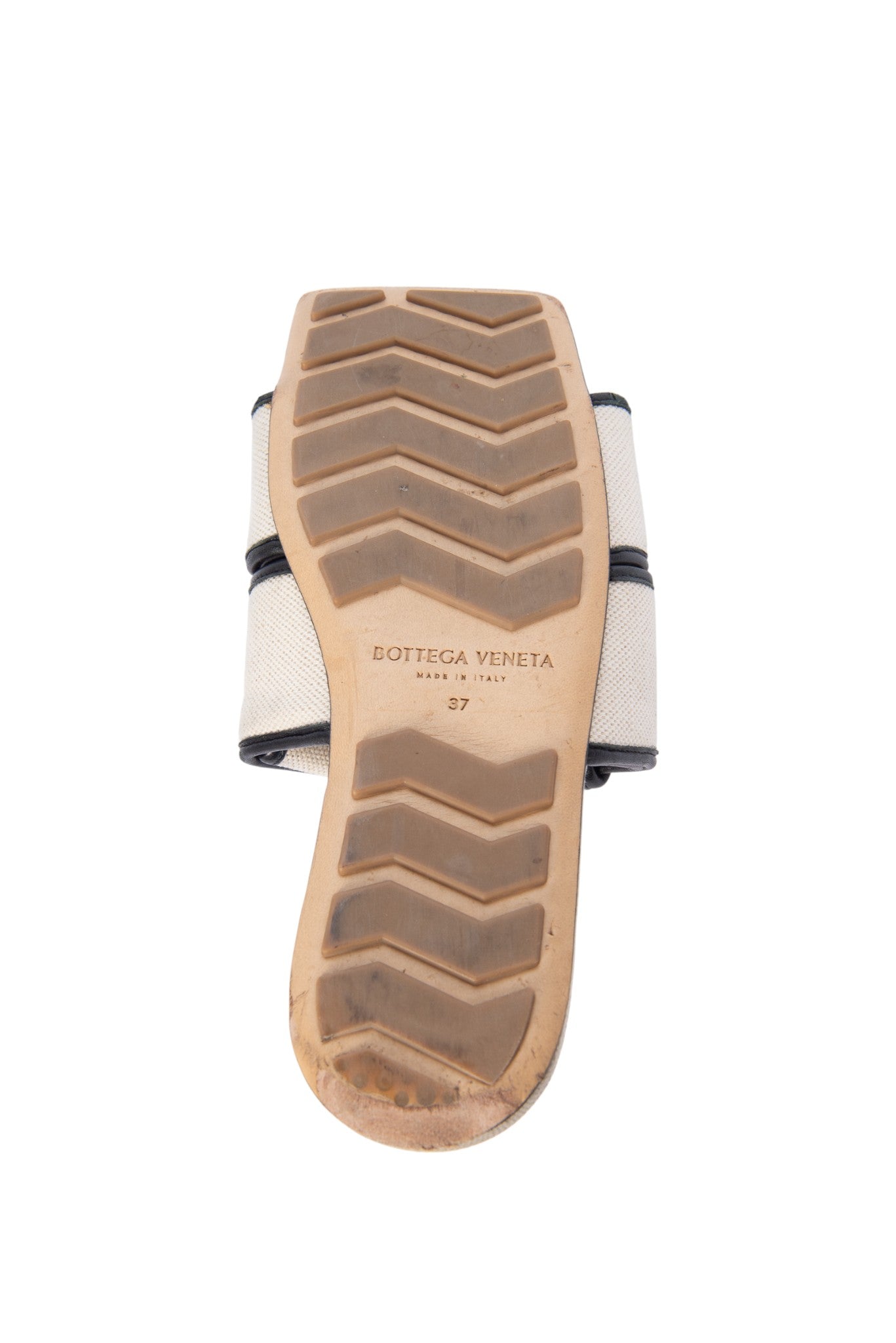 BOTTEGA VENETA Beige Canvas Patch Mules Size 37