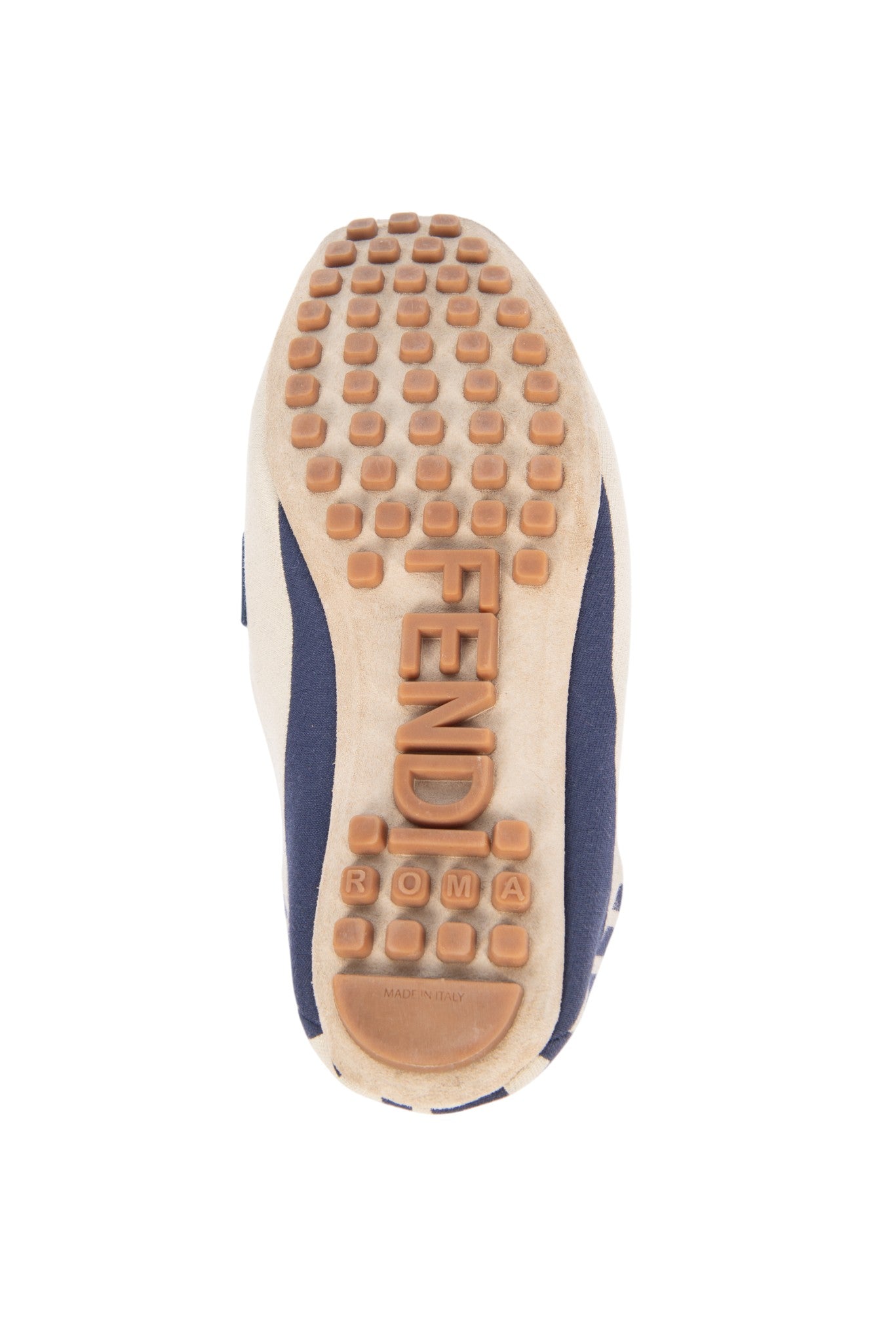 FENDI Blue FF Logo Canvas Flat Loafers Size 37