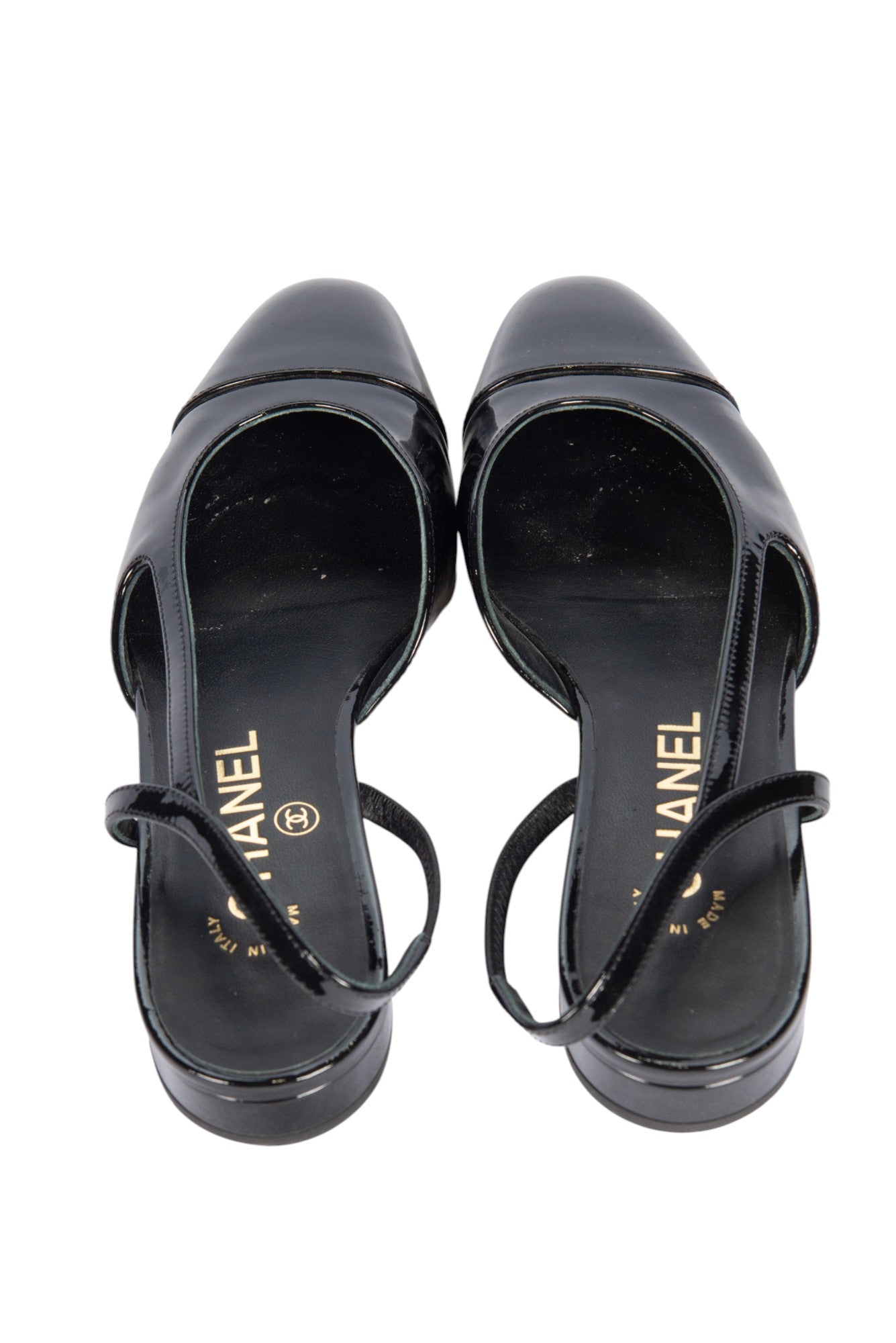 CHANEL Patent Leather Slingback Flats Size 35.5
