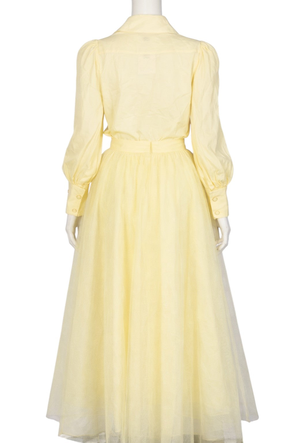 ZIMMERMANN Yellow Silk Button Up Blouse & Tulle Skirt Set Size XS
