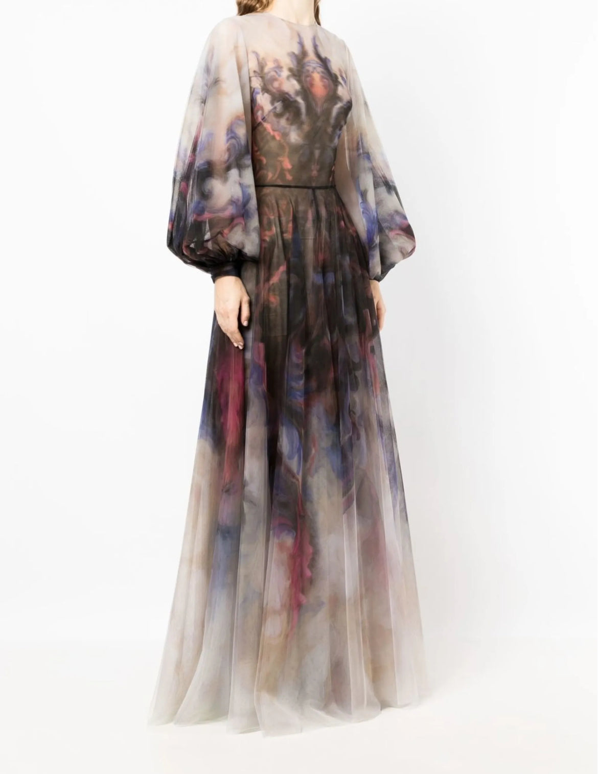 SAIID KOBEISY Tulle Printed Gown Size M