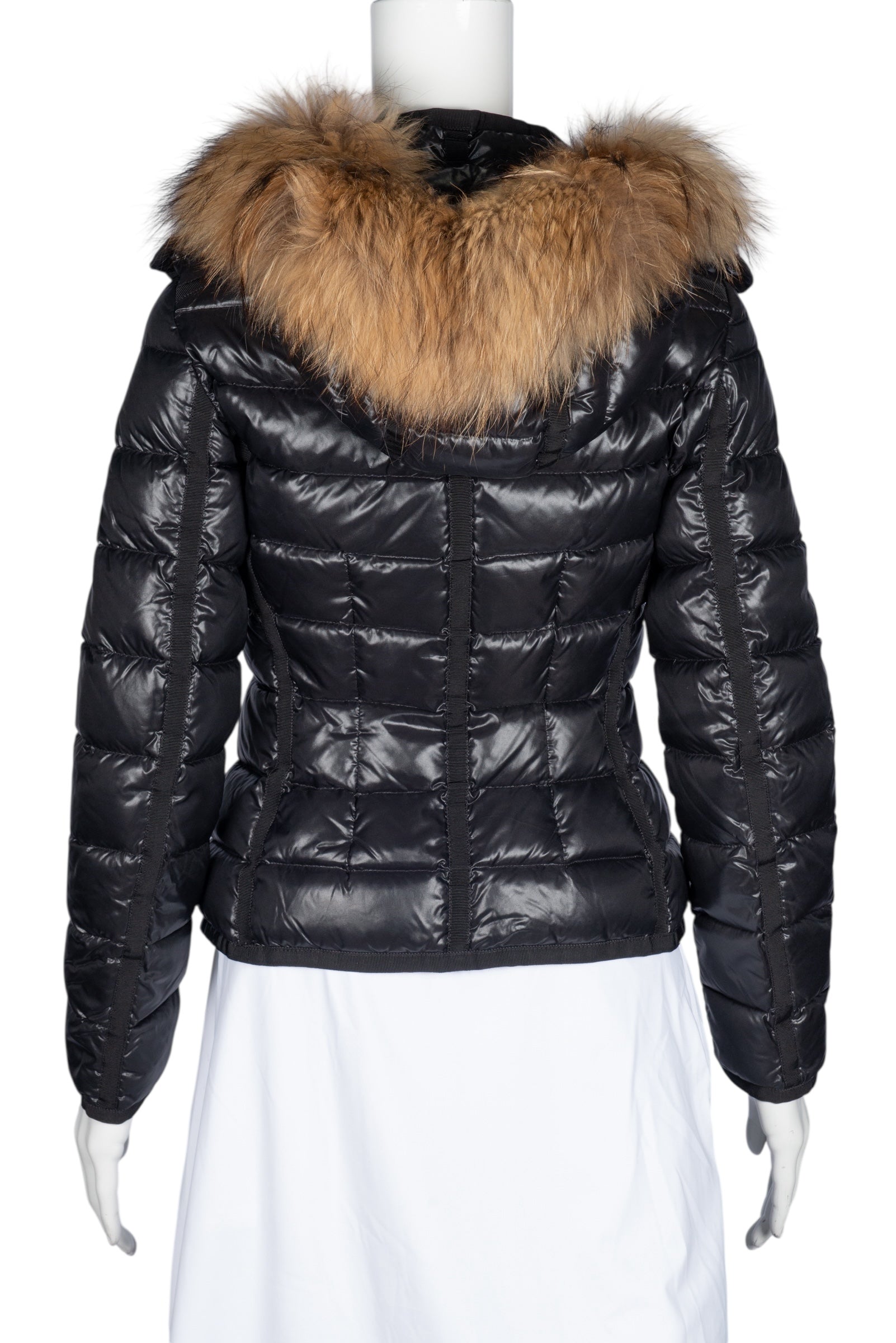 MONCLER Fox Fur Trim Down Puffer Coat Size XS