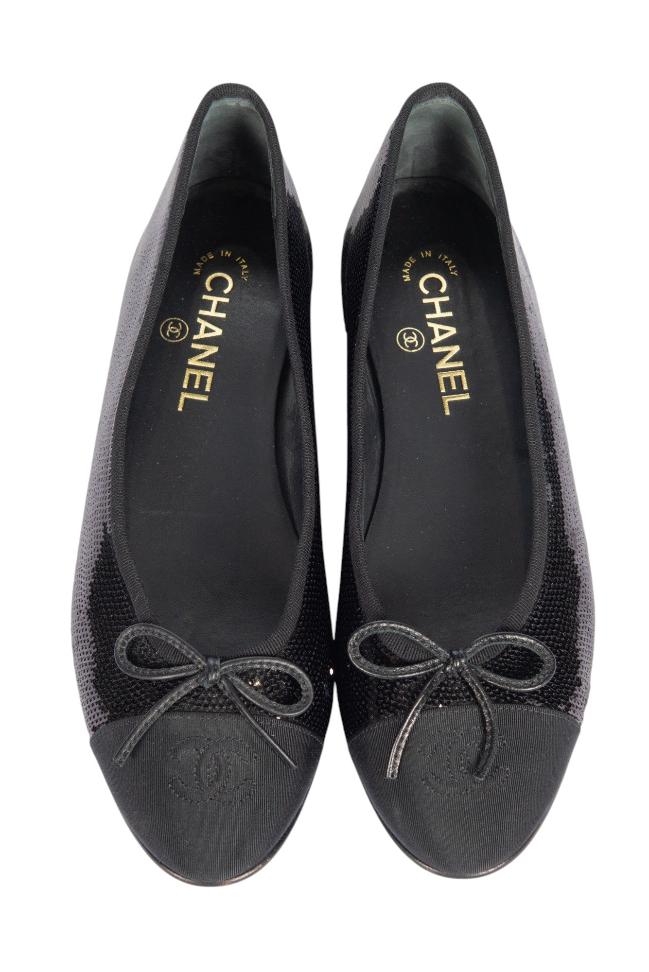 CHANEL Sequin CC Ballet Flats Size 39