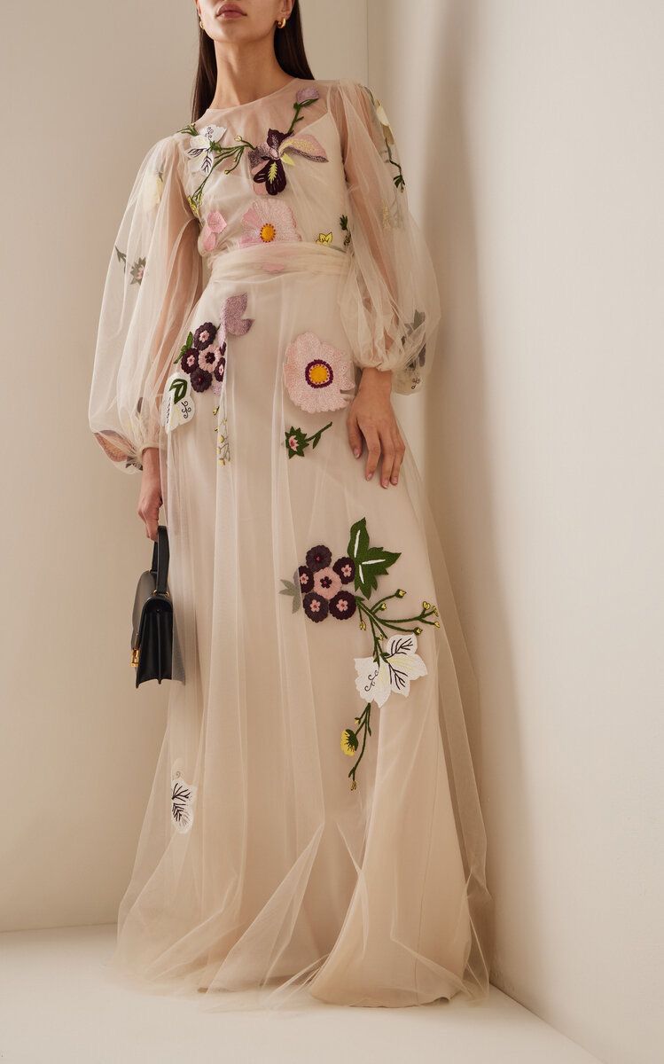MONIQUE LHUILLIER Pink Floral Gown Size XL