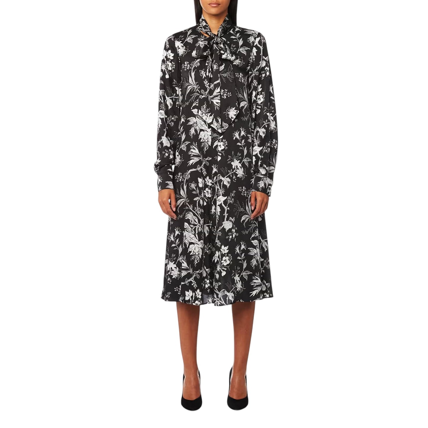 MCQ by ALEXANDER MCQUEEN Black Floral Midi Dress Size 40 US 4