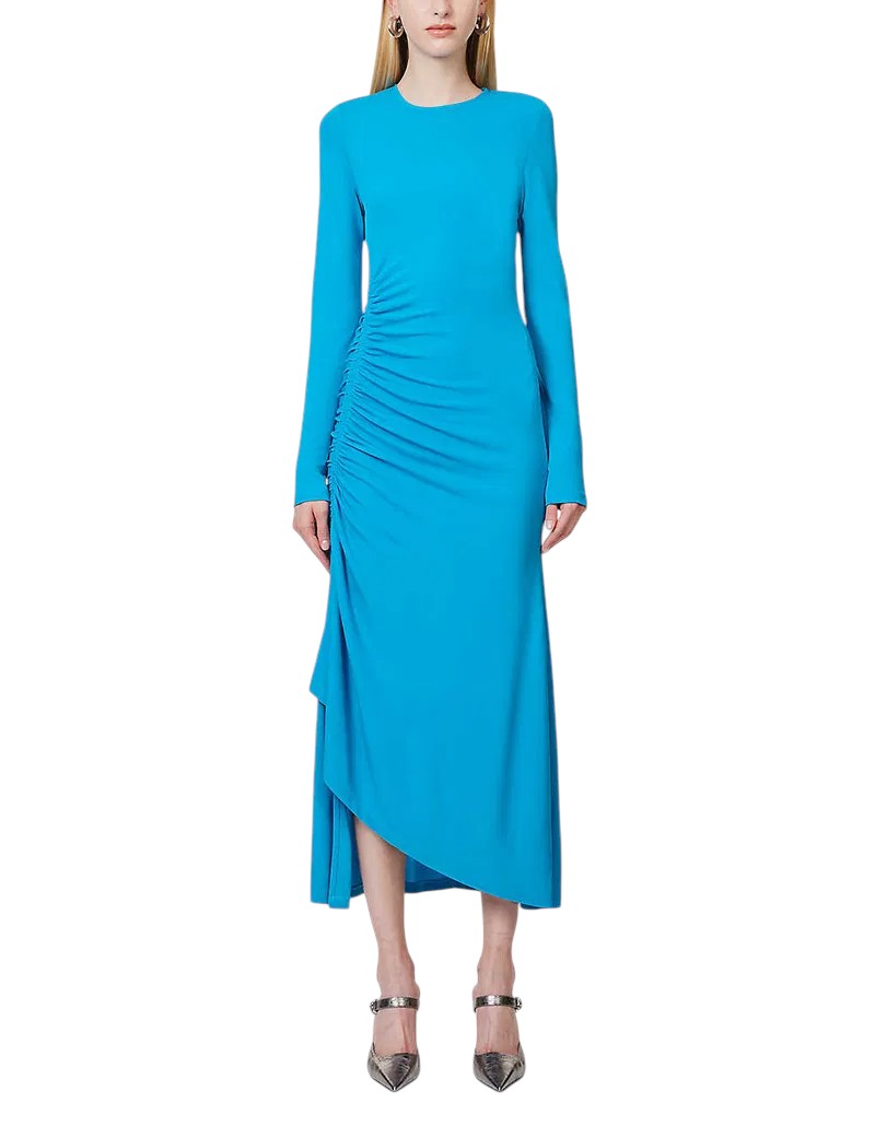 GIVENCHY Blue Draped Asymmetric Maxi Dress Size 36 US 4