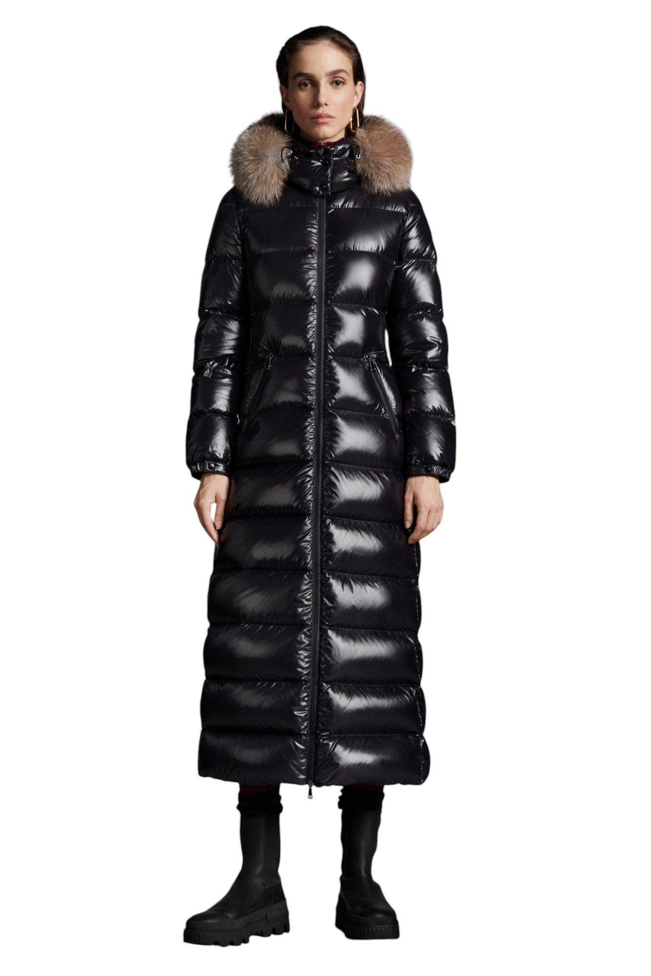 MONCLER Black Quilted Hudson Down Coat Size XS