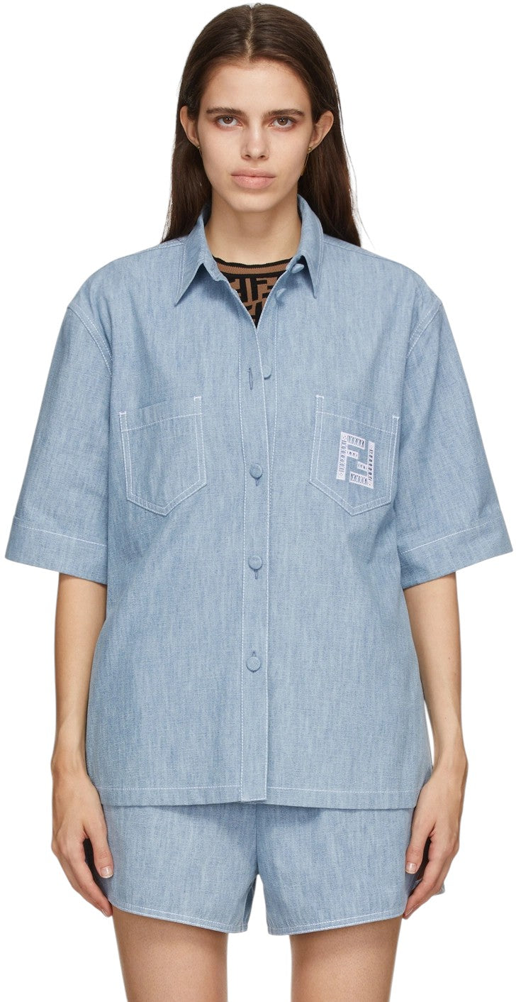FENDI Denim Cotton Forever Fendi Shirt Top Size XS