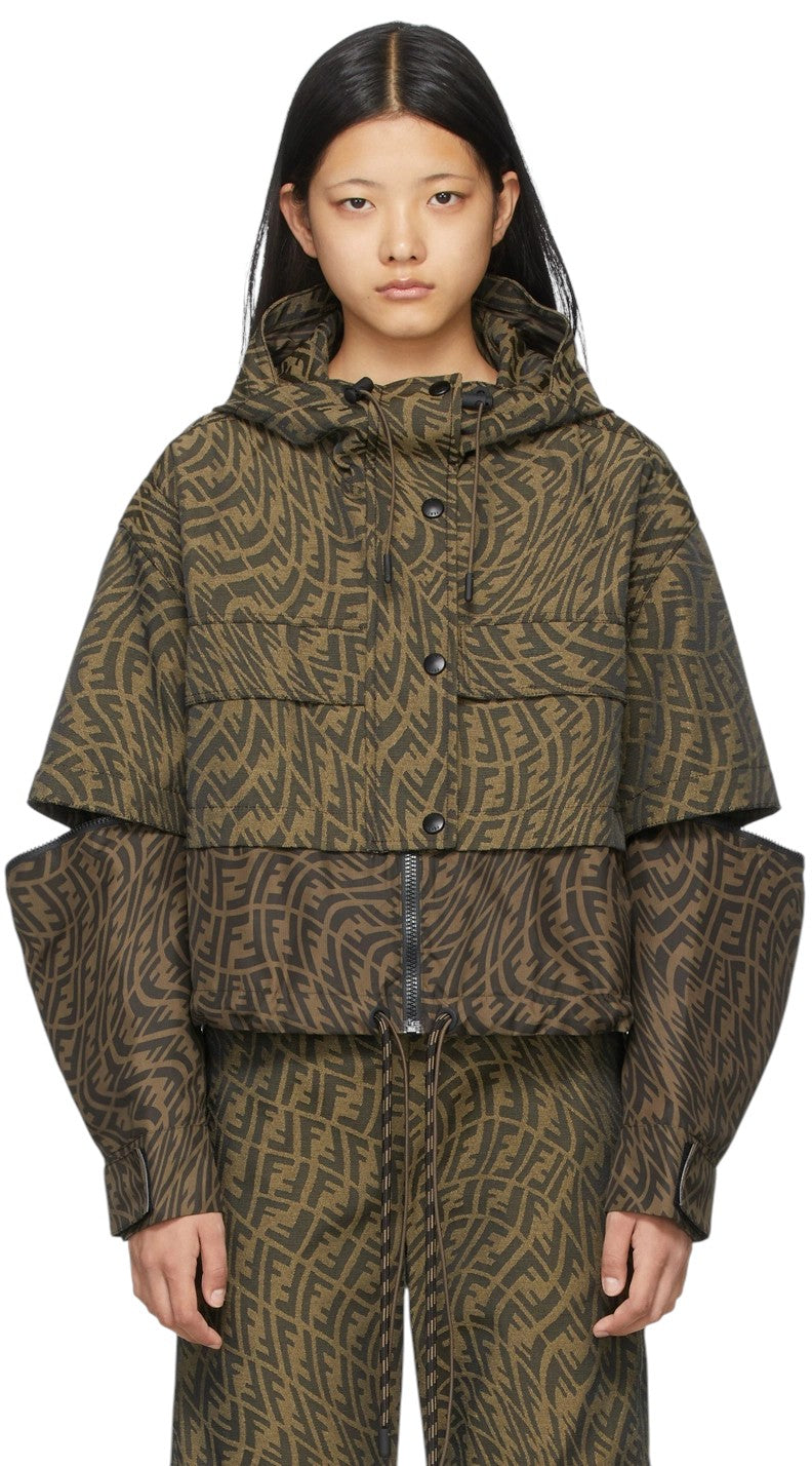 FENDI Brown FF Vertigo Jacket Size XS