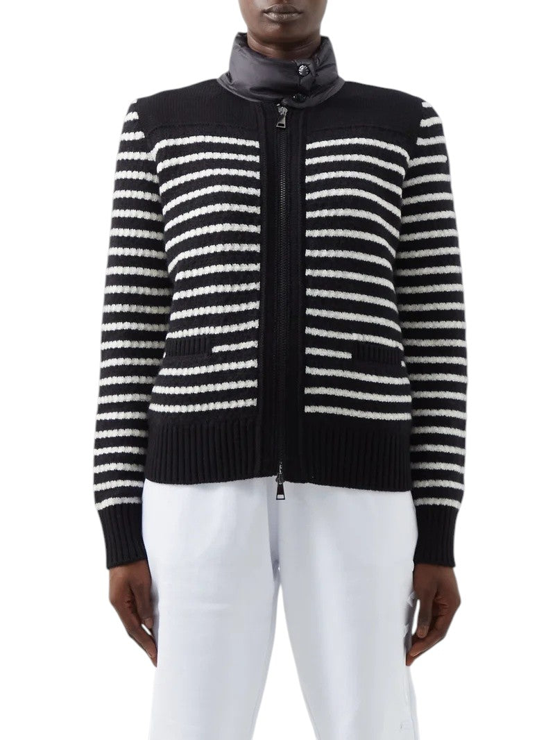 MONCLER Black Wool Blend Striped Jacket Size XS