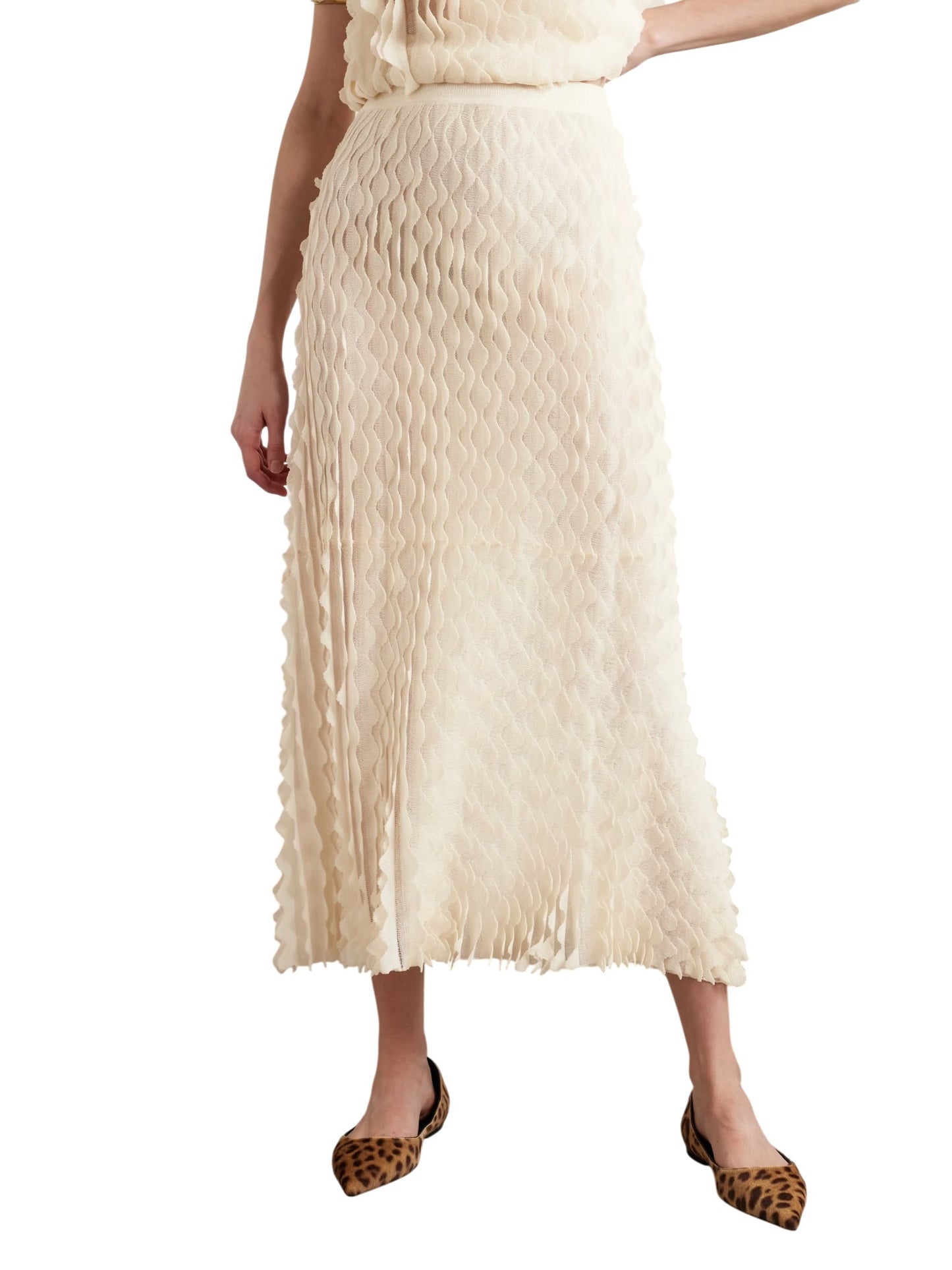 ULLA JOHNSON Beige Cotton Blend Midi Skirt Size S