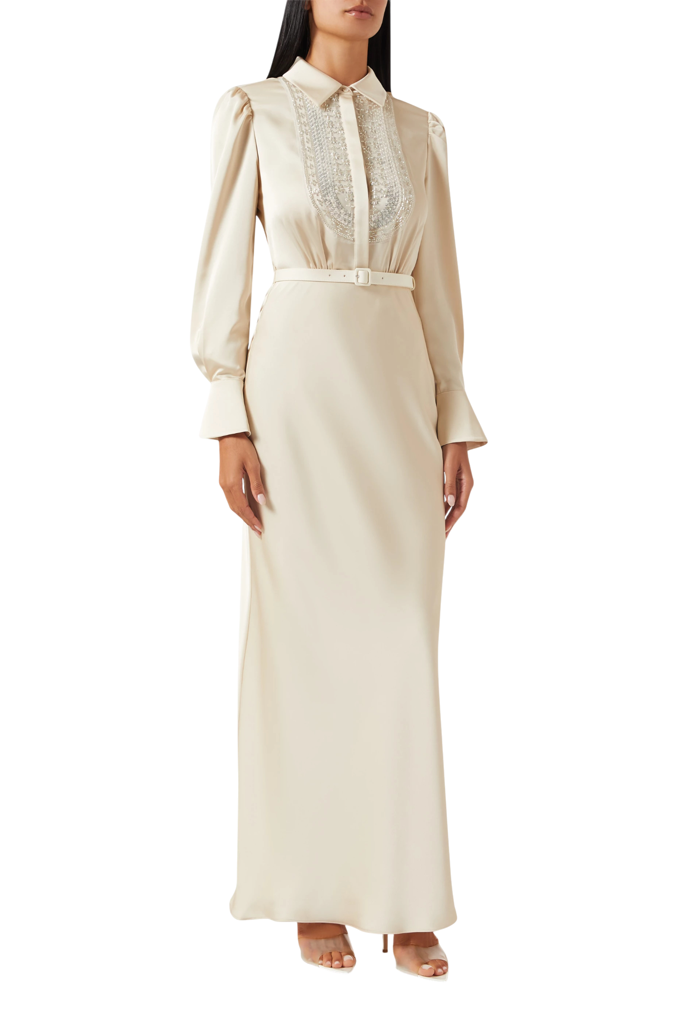 SELF-PORTRAIT Beige Maxi Dress Size L