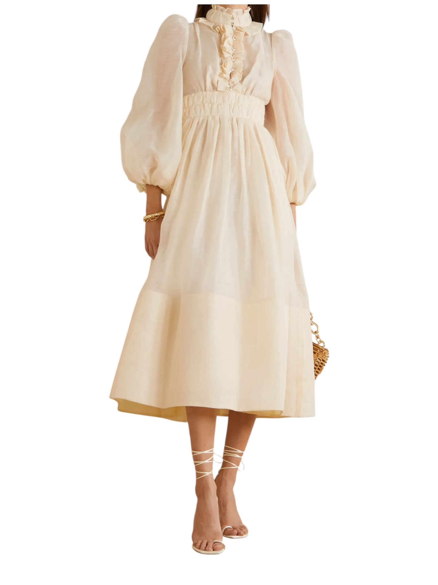 ZIMMERMANN Linen Wild Botanica Midi Dress Size XS