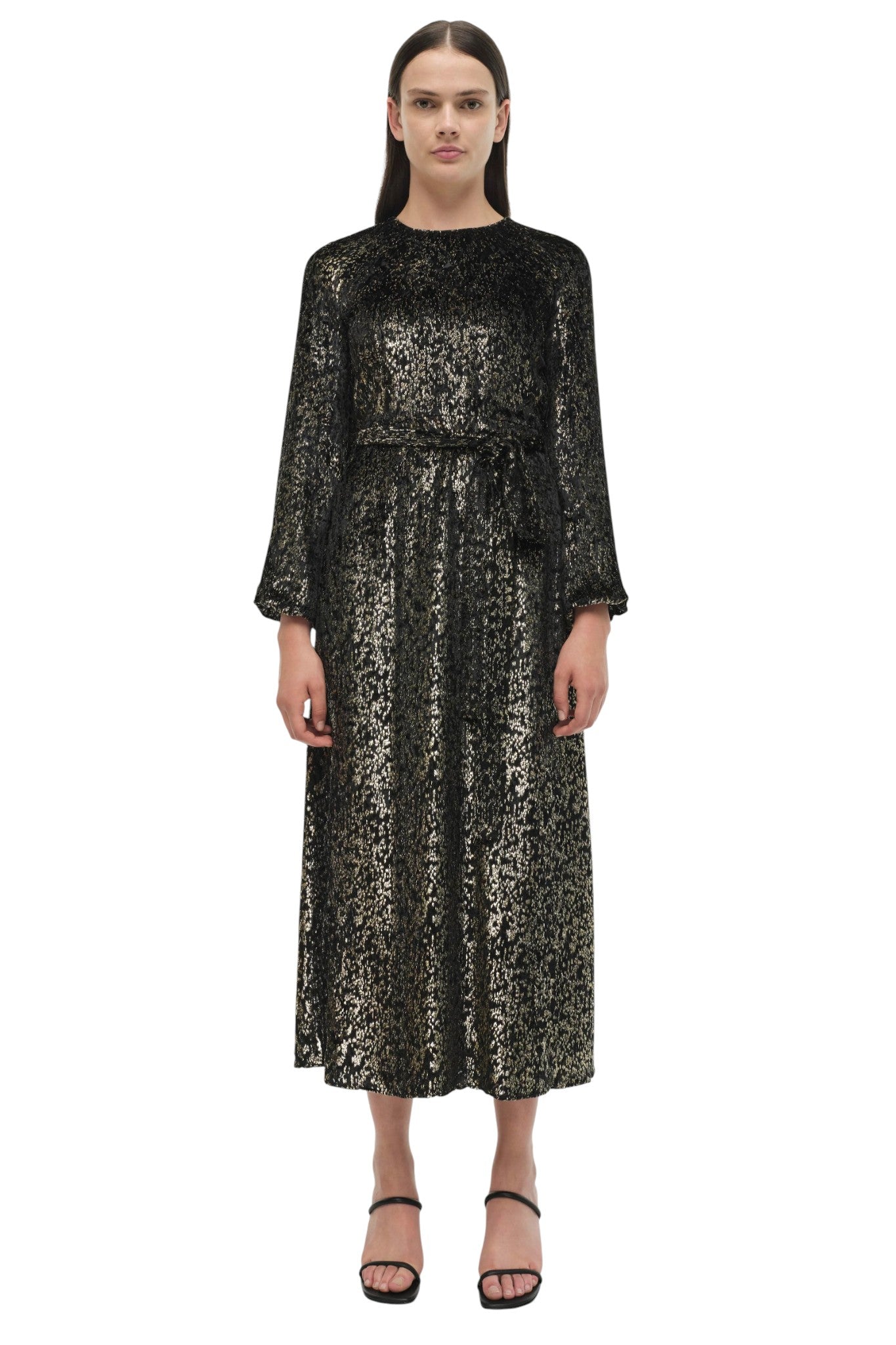 SIMKHAI Black Metallic Odina Maxi Dress Size M
