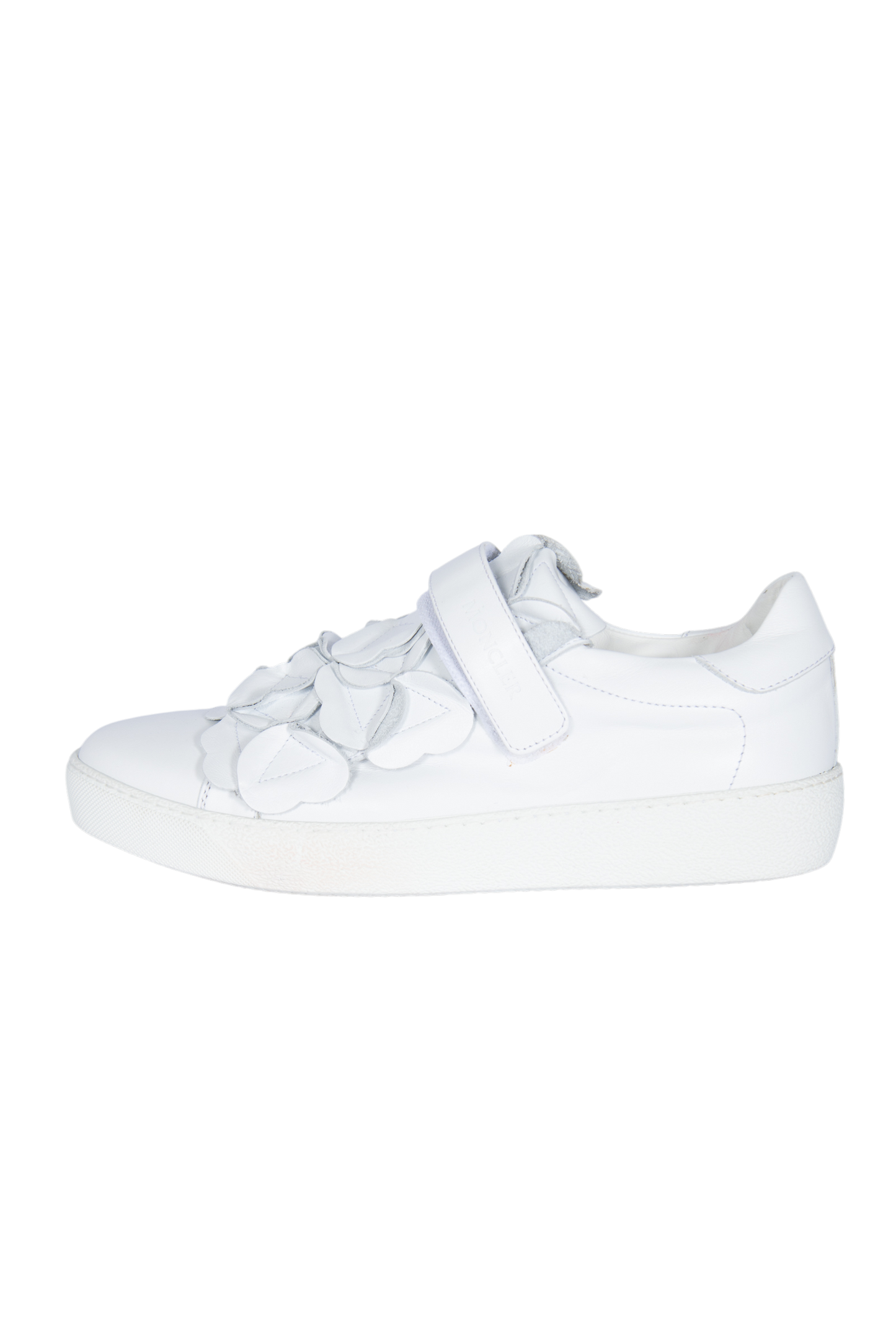 MONCLER White Leather Sneakers with Floral Accent Size 39
