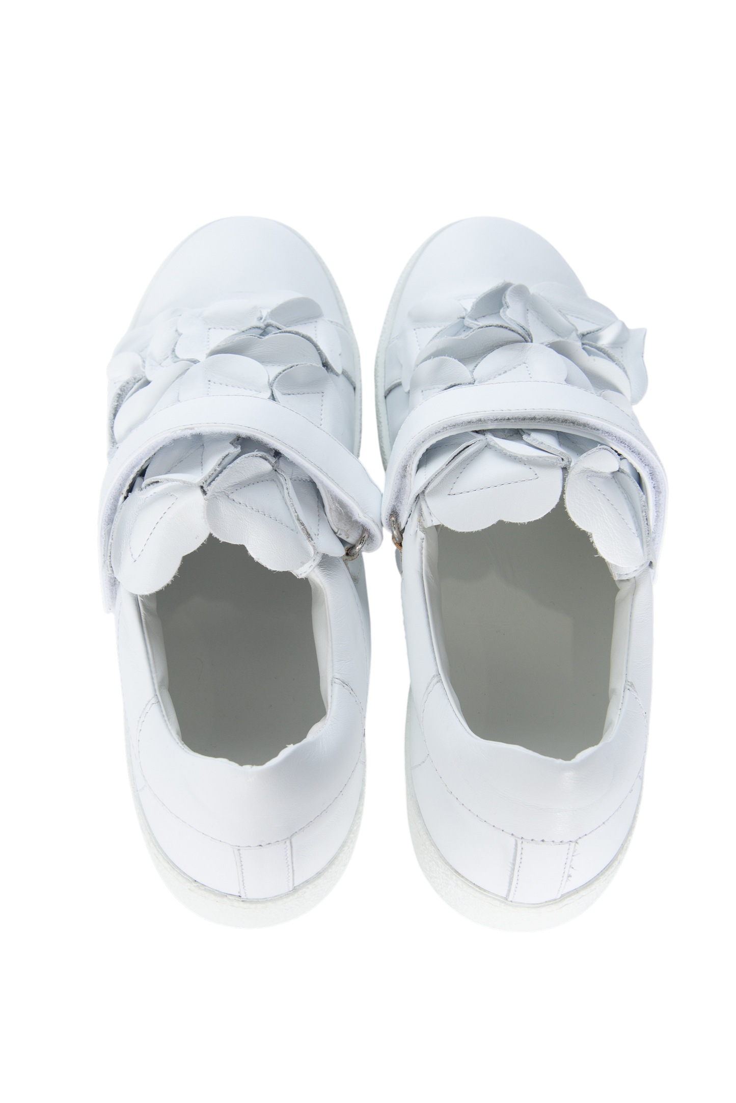 MONCLER White Leather Sneakers with Floral Accent Size 39