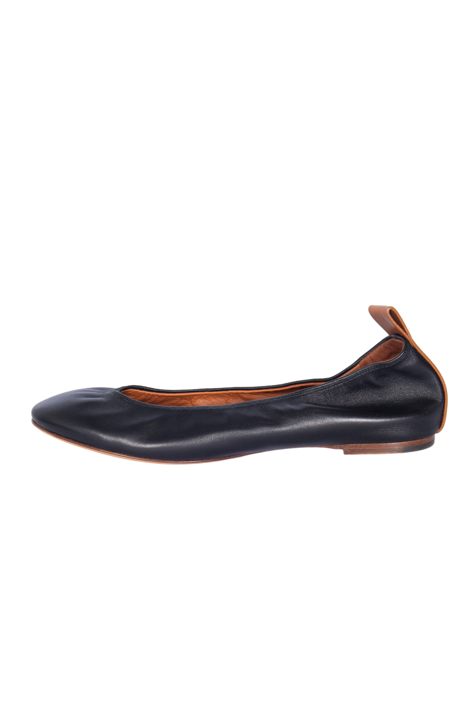 LANVIN Black Leather Ballerina Flats Size 39