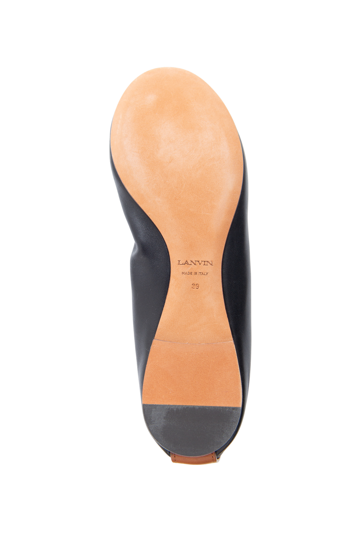 LANVIN Black Leather Ballerina Flats Size 39