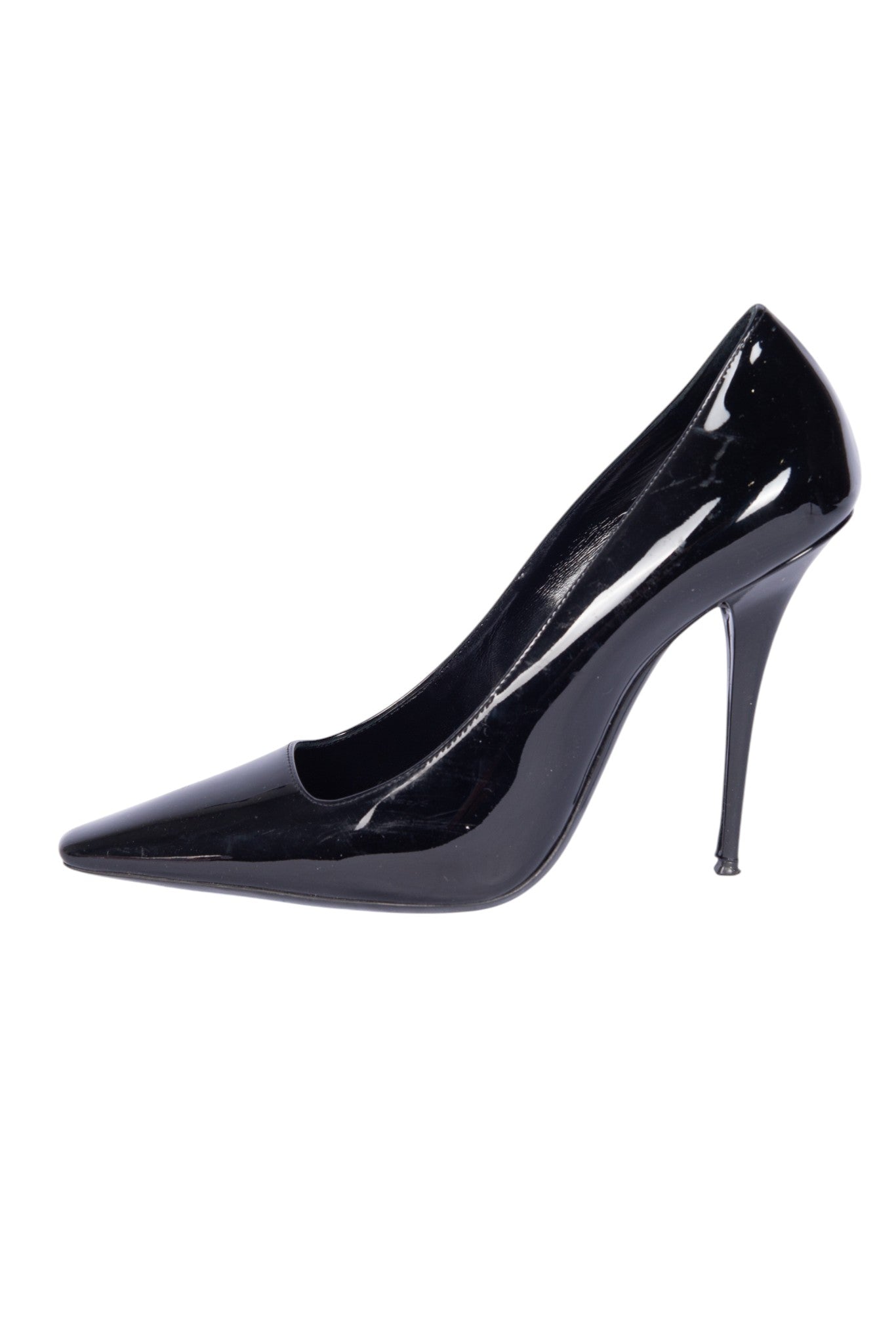 SAINT LAURENT Black Blade Patent Leather Pumps Size 39