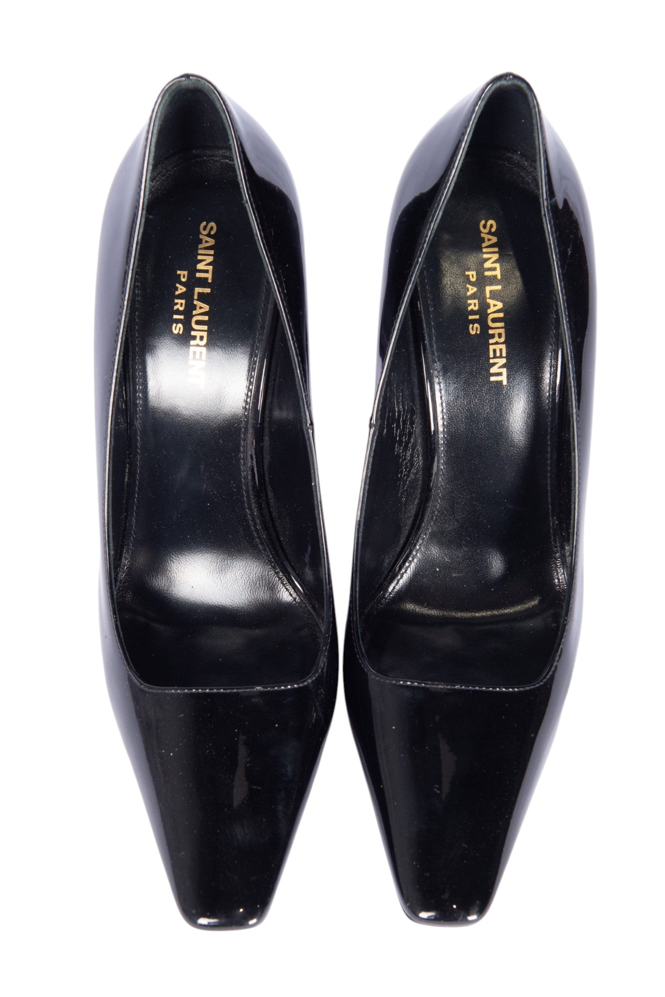 SAINT LAURENT Black Blade Patent Leather Pumps Size 39