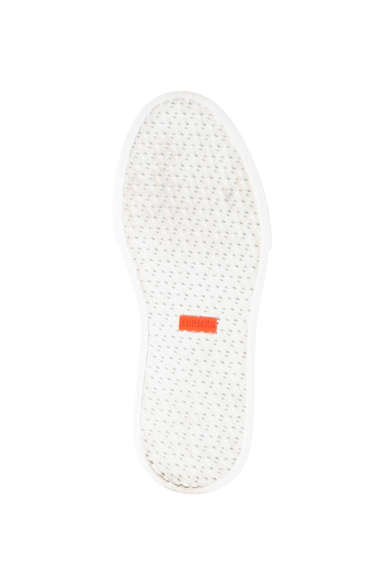 HERMES White Calfskin H Canvas Keep Mule Sneakers Size 36