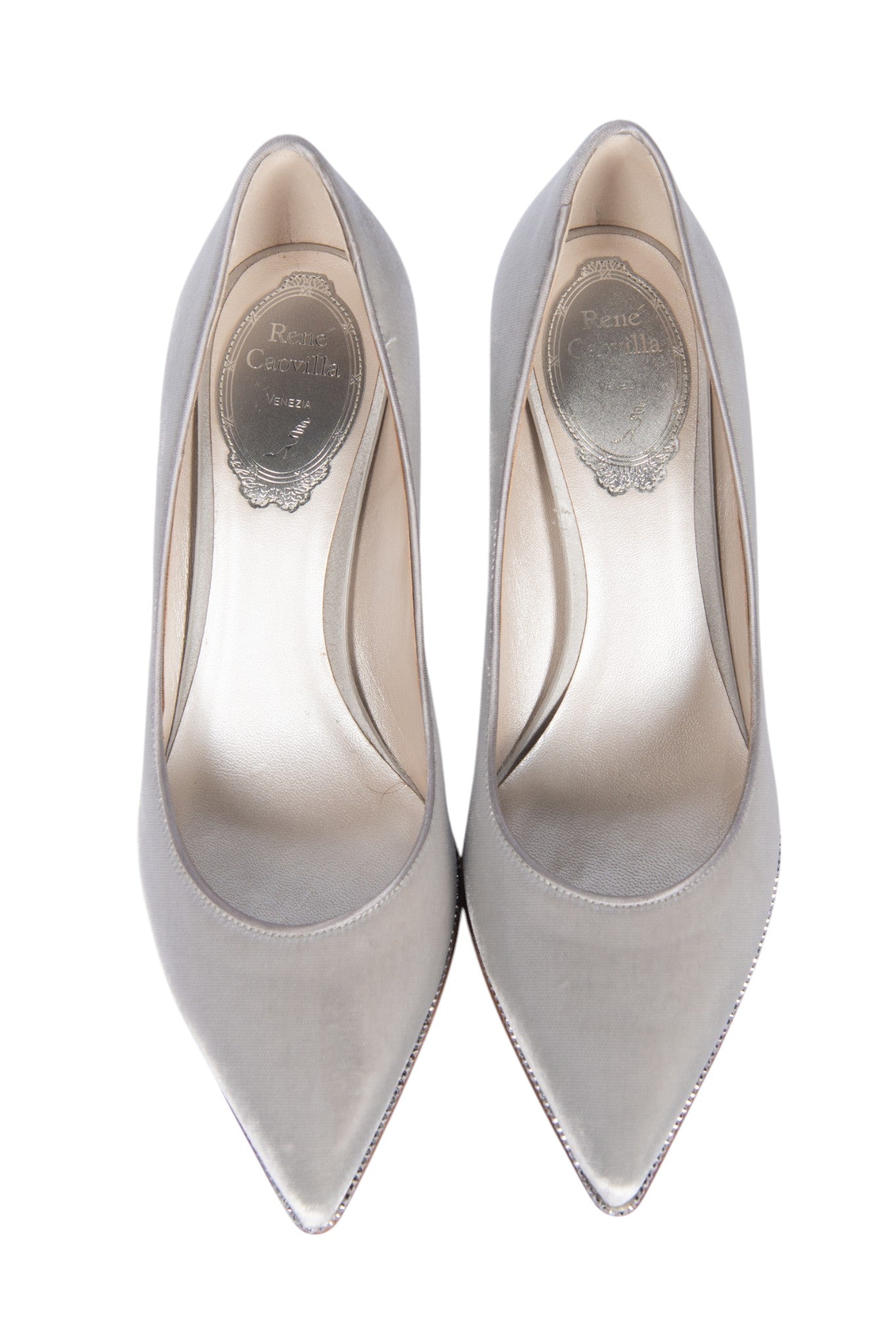 RENÉ CAOVILLA Silver Crystal Embellished Pumps Size 35.5
