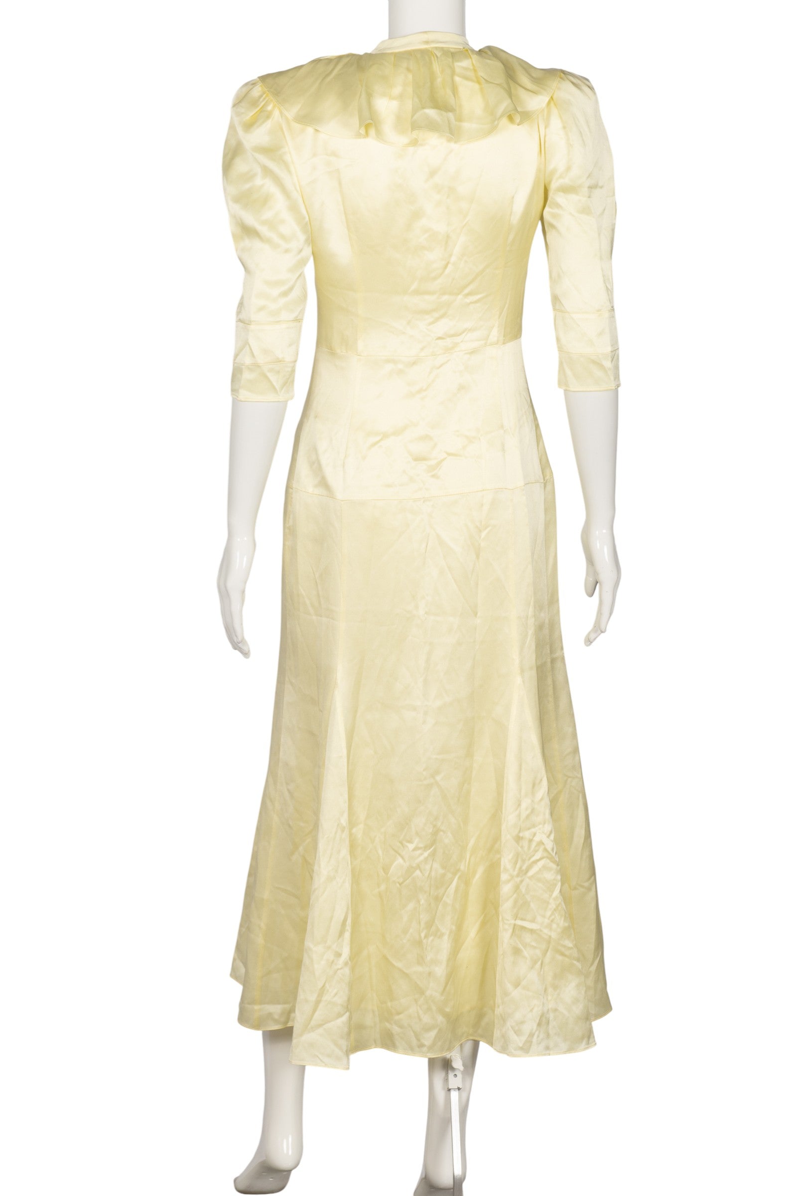 ALESSANDRA RICH Yellow Silk Satin Midi Dress Size M