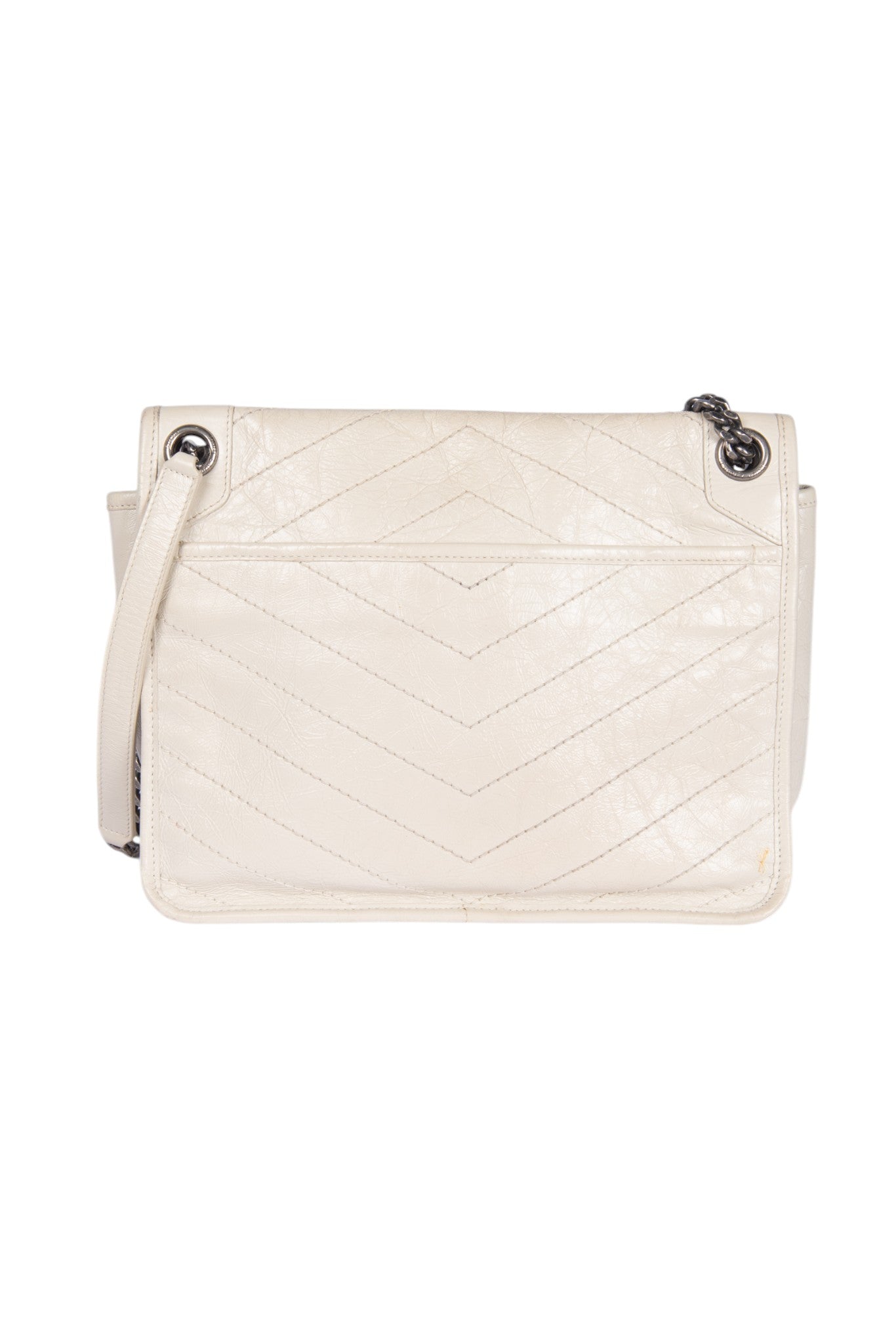 Yves Saint Laurent White Quilted Leather Crossbody Bag