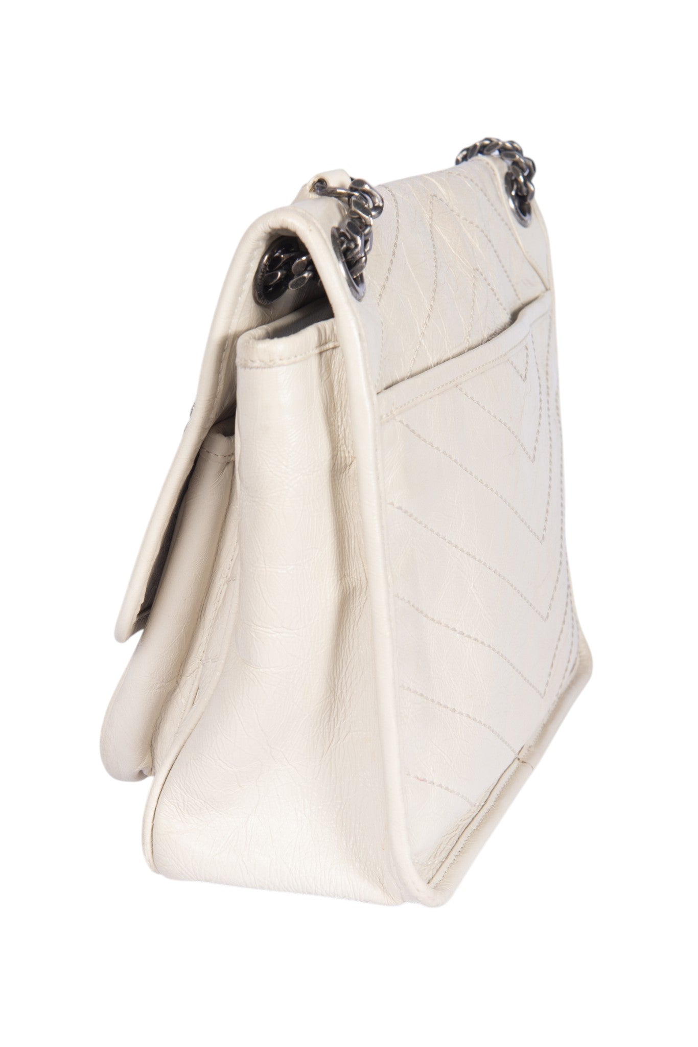 Yves Saint Laurent White Quilted Leather Crossbody Bag