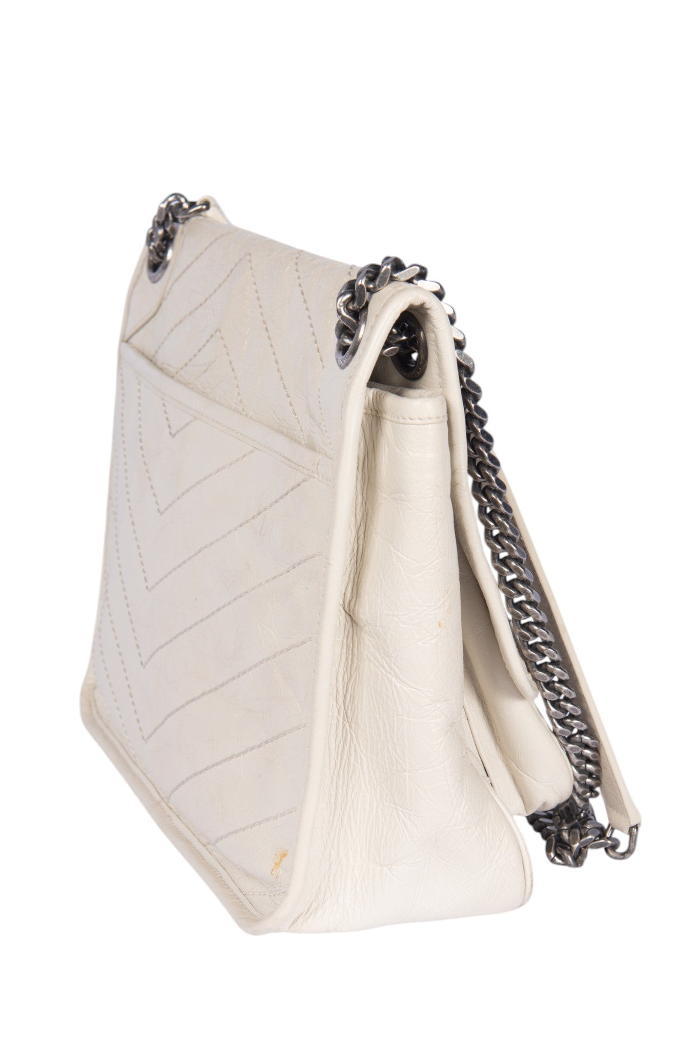 Yves Saint Laurent White Quilted Leather Crossbody Bag
