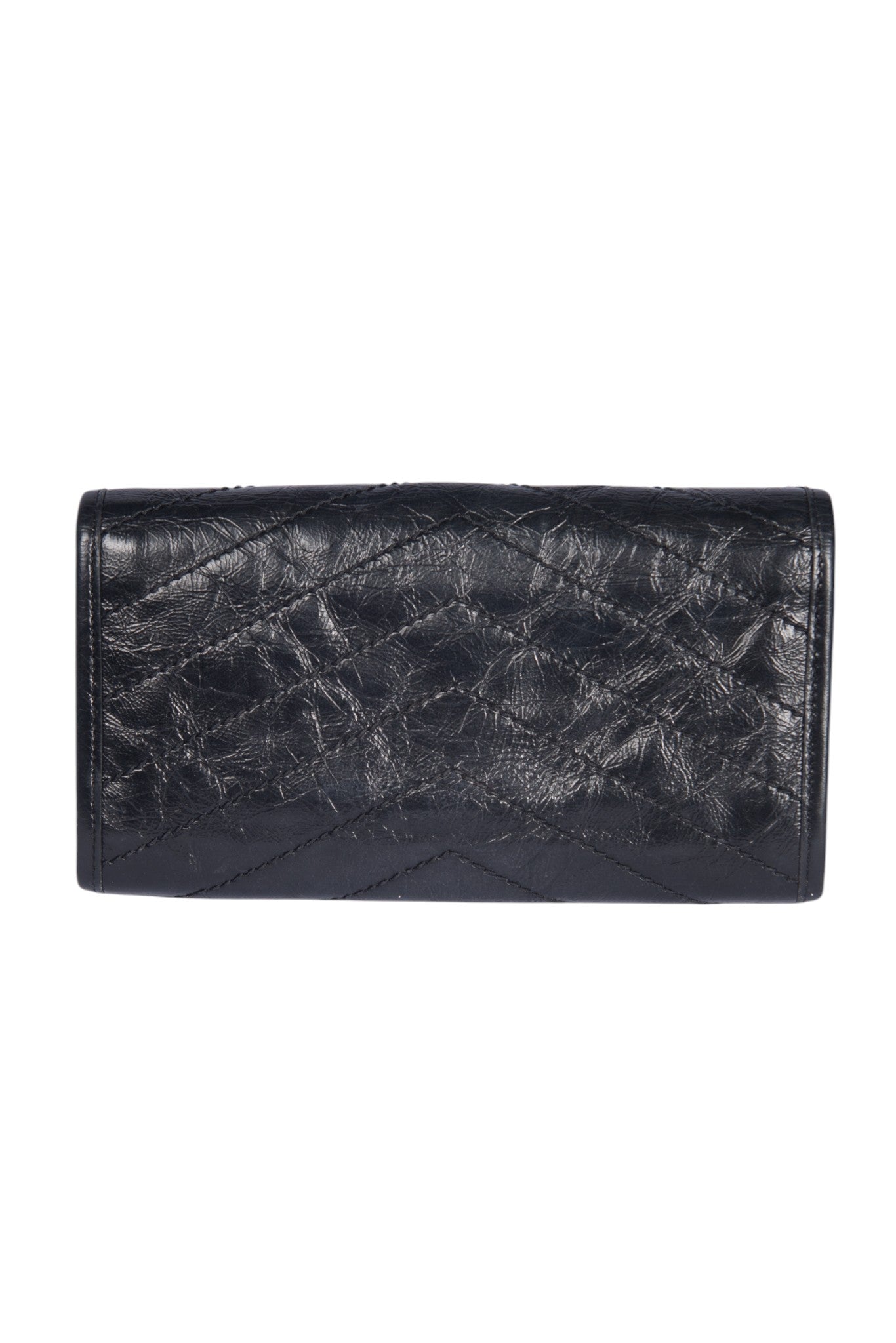 SAINT LAURENT Black Leather Clutch Wallet
