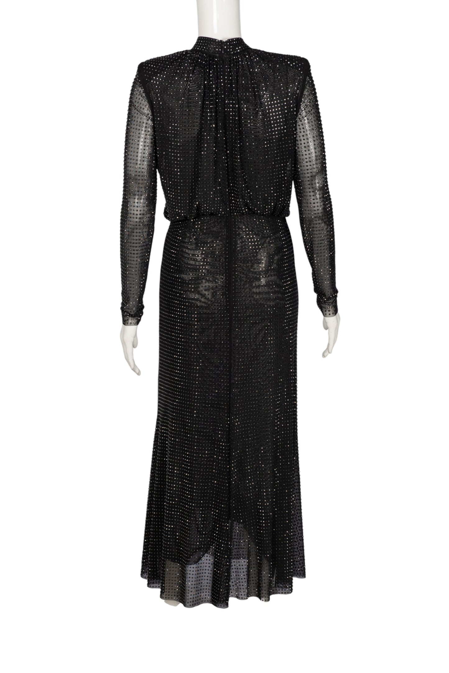 SELF-PORTRAIT Black Embellished Mesh Maxi Dress Size M