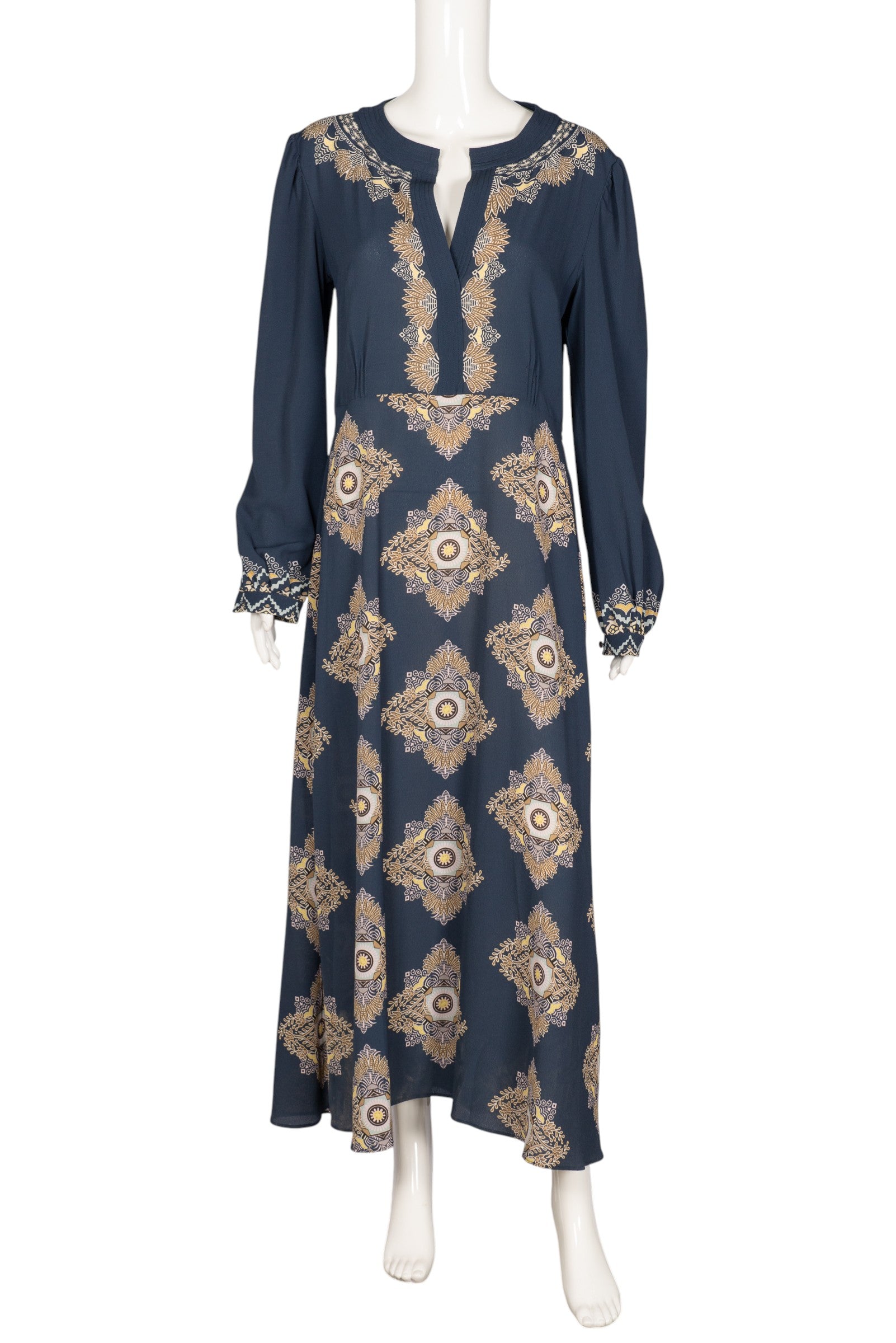 ETRO Navy Blue Printed Midi Dress Size L