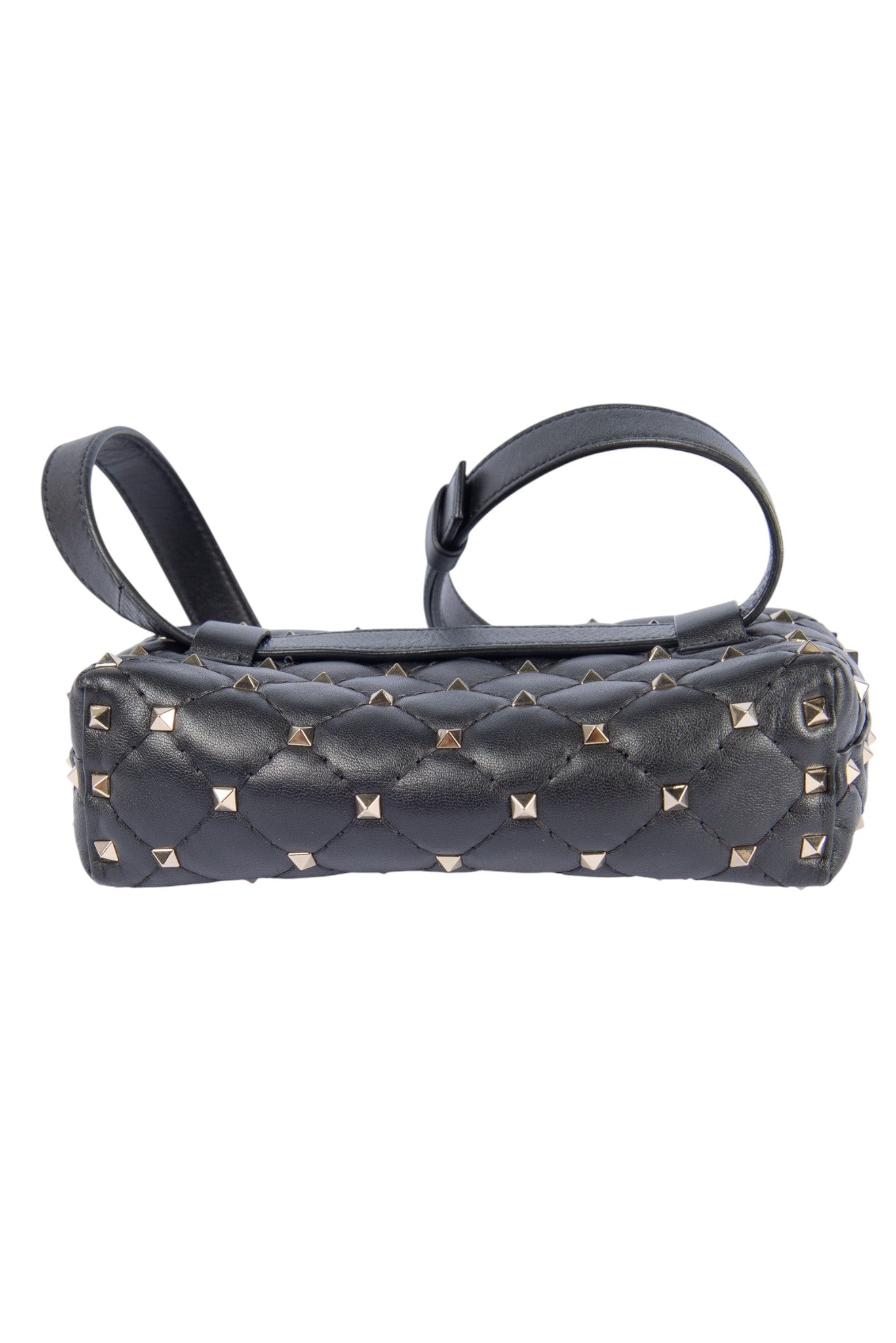 VALENTINO Black Leather Rockstud Quilted Belt Bag