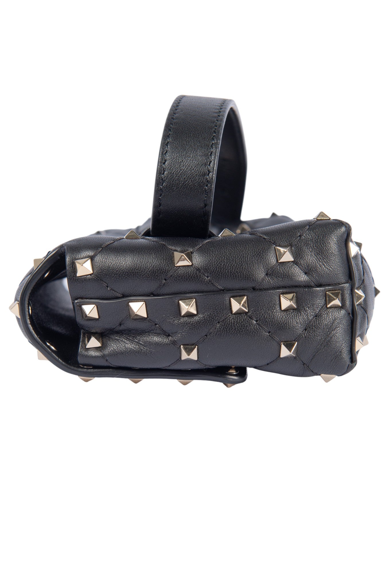 VALENTINO Black Leather Rockstud Quilted Belt Bag