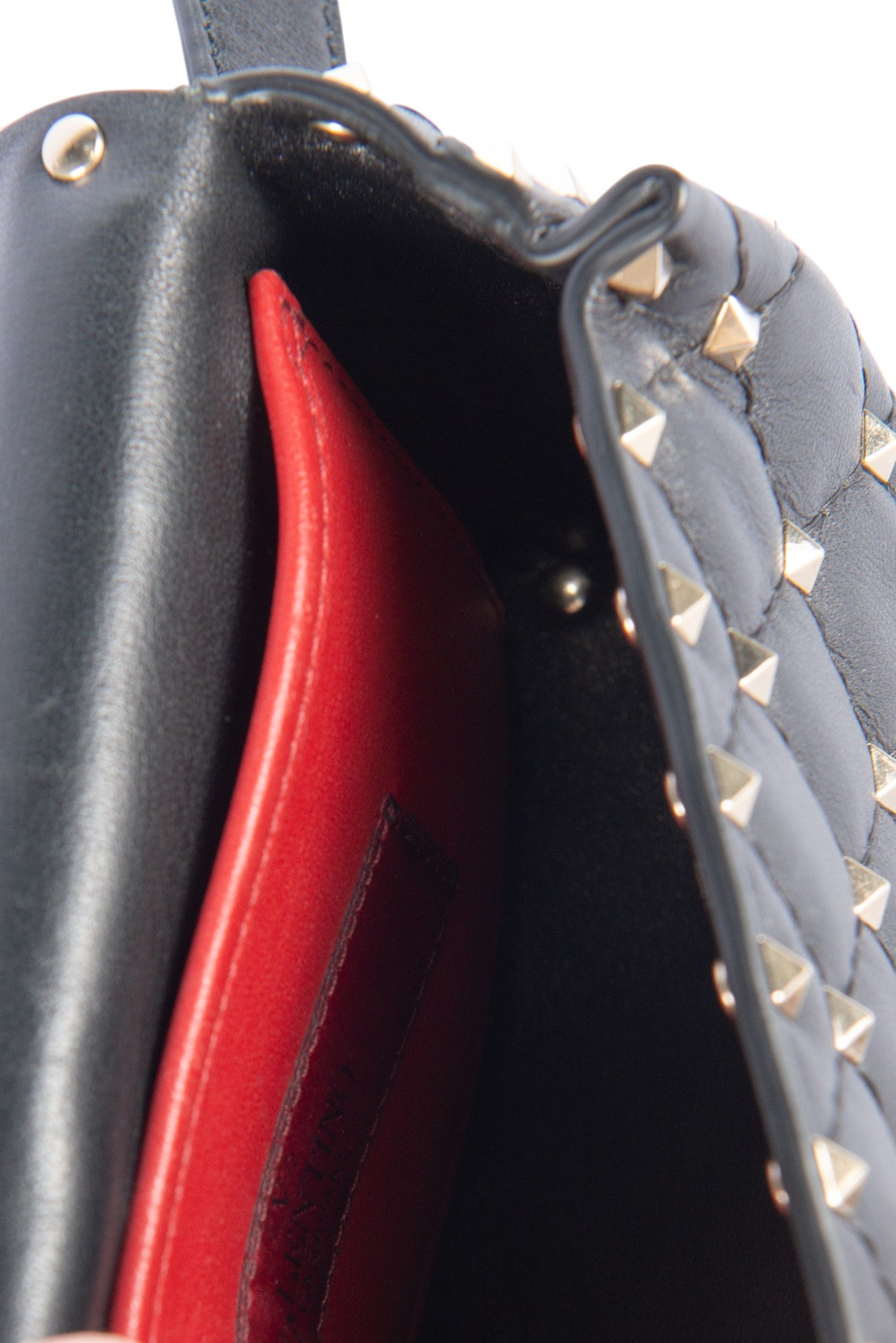 VALENTINO Black Leather Rockstud Quilted Belt Bag