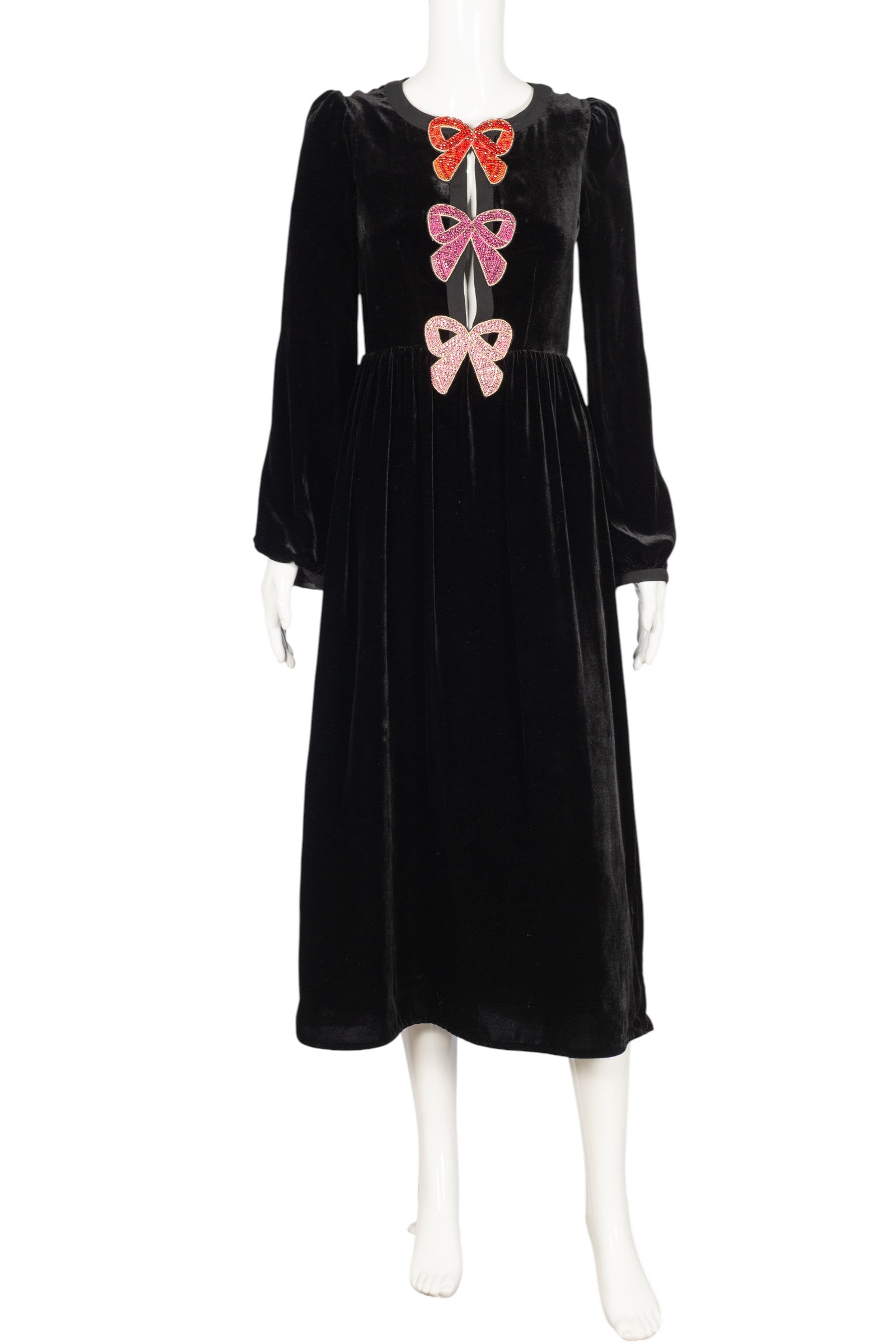 SALONI Black Velvet Bow Accent Dress Size XS