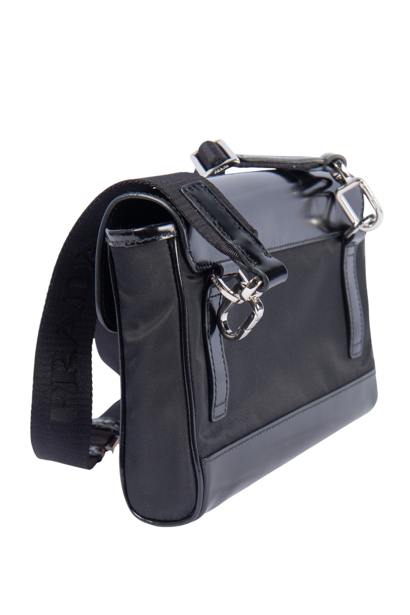 PRADA Black Nylon and Leather Shoulder Bag